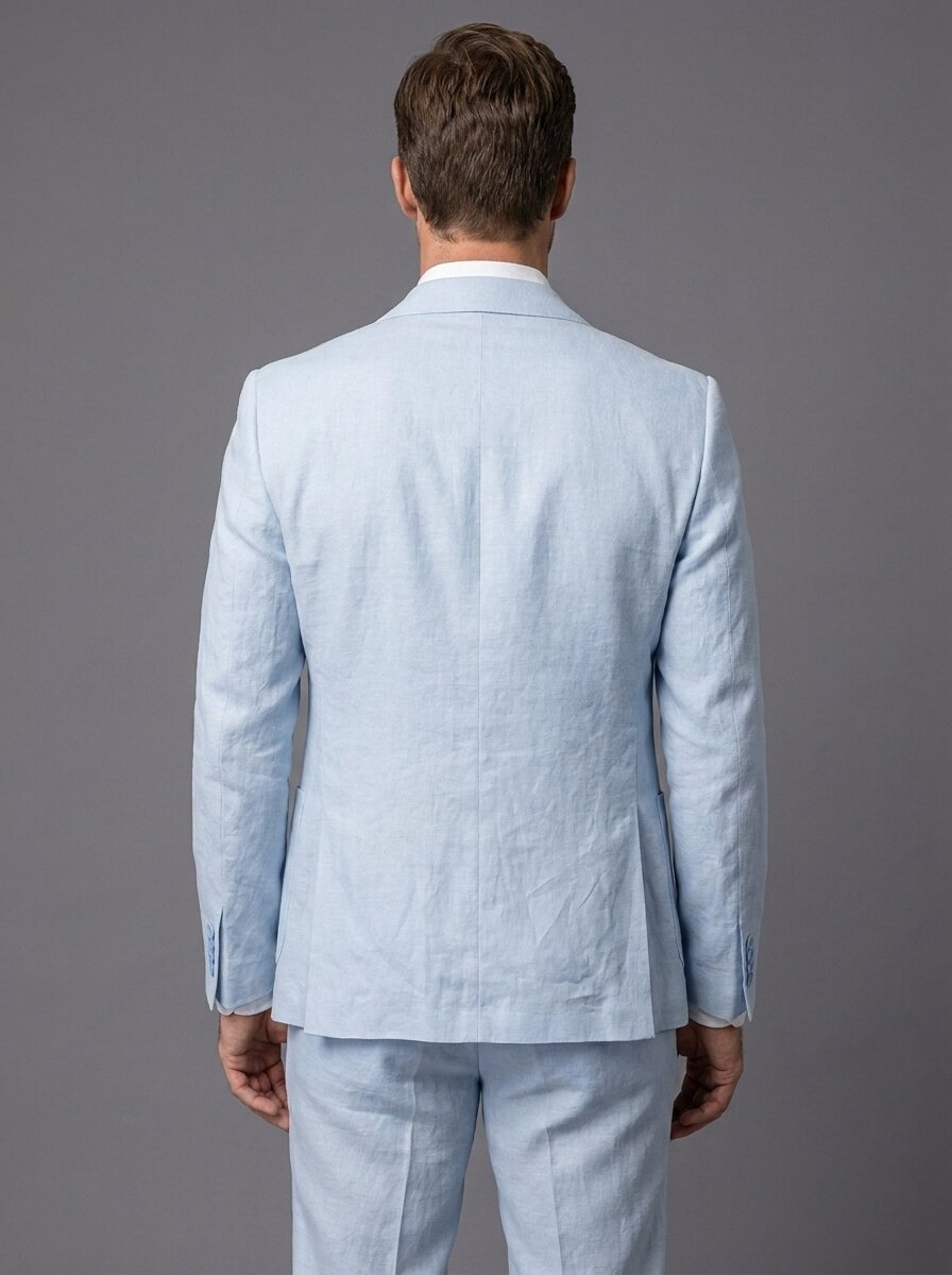 Men's Tailored Fit Linen Suit Summer Beach Wedding