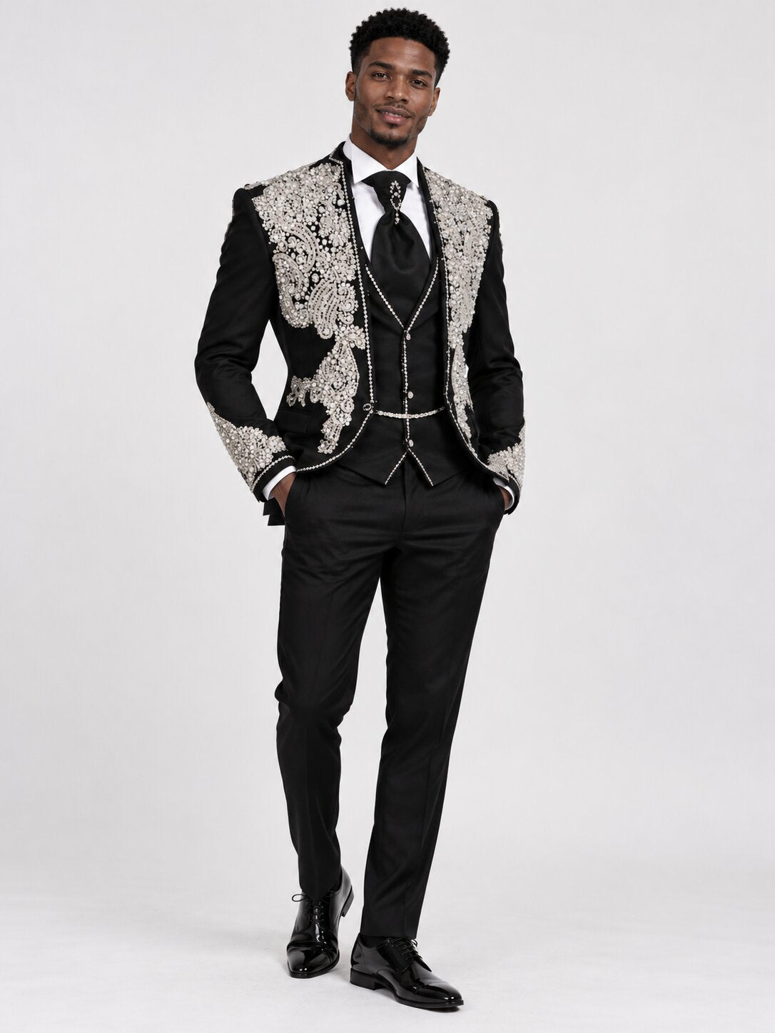 mens-black-3-piece-tuxedo-with-silver-embroidery