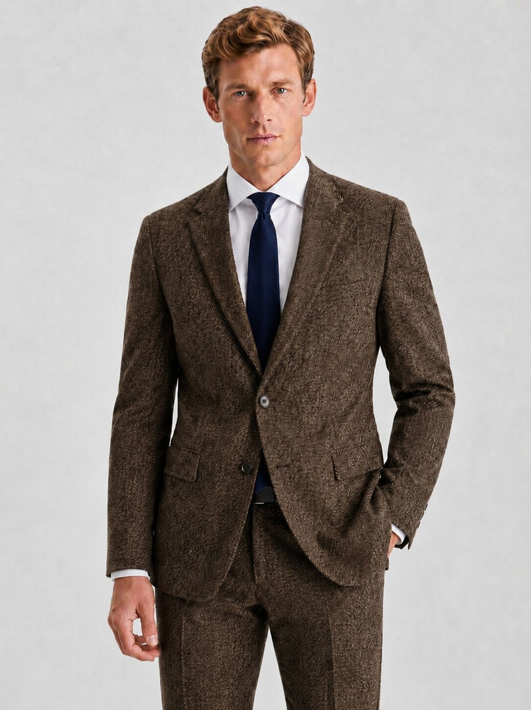 Men's Brown Tweed 2 Piece Suit