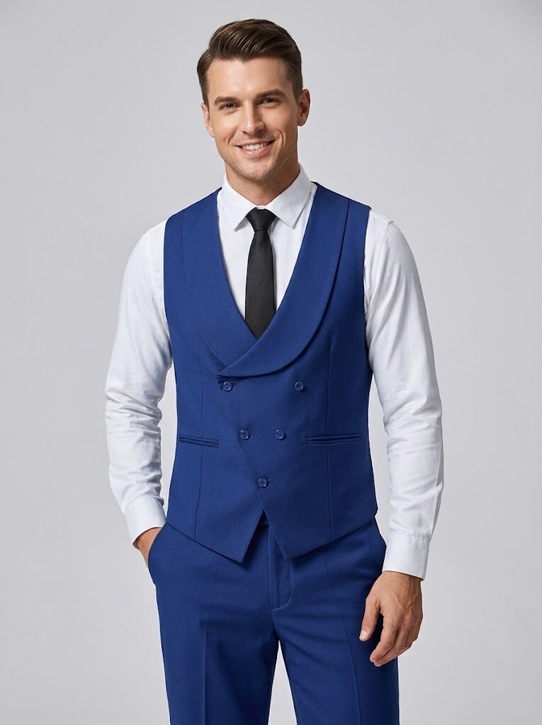 Men’s Slim Fit 3-Piece Suit Contrast Lapel Wedding Tuxedo