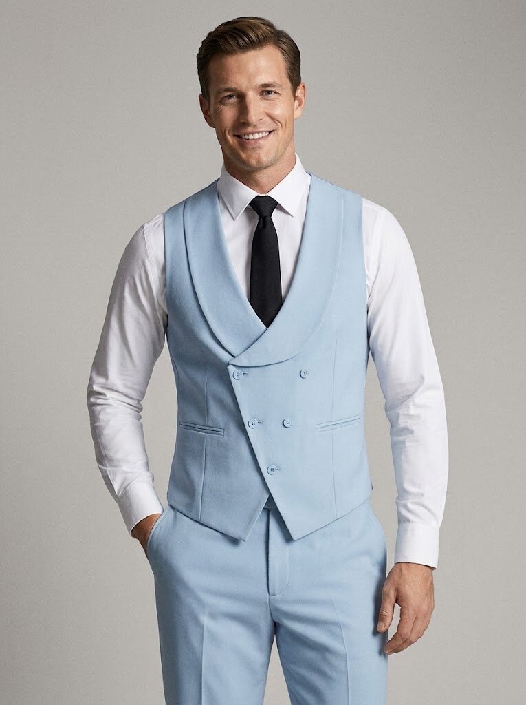 Men’s Formal 3-Piece Suit Slim Fit Contrast Lapel Tuxedo for Wedding & Prom