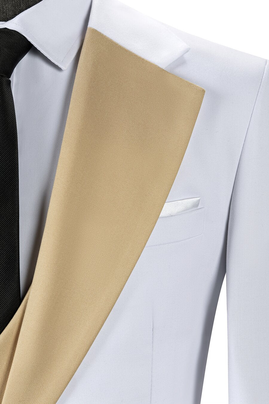 Men's Slim Fit 3-Piece Suits Contrast Neckline