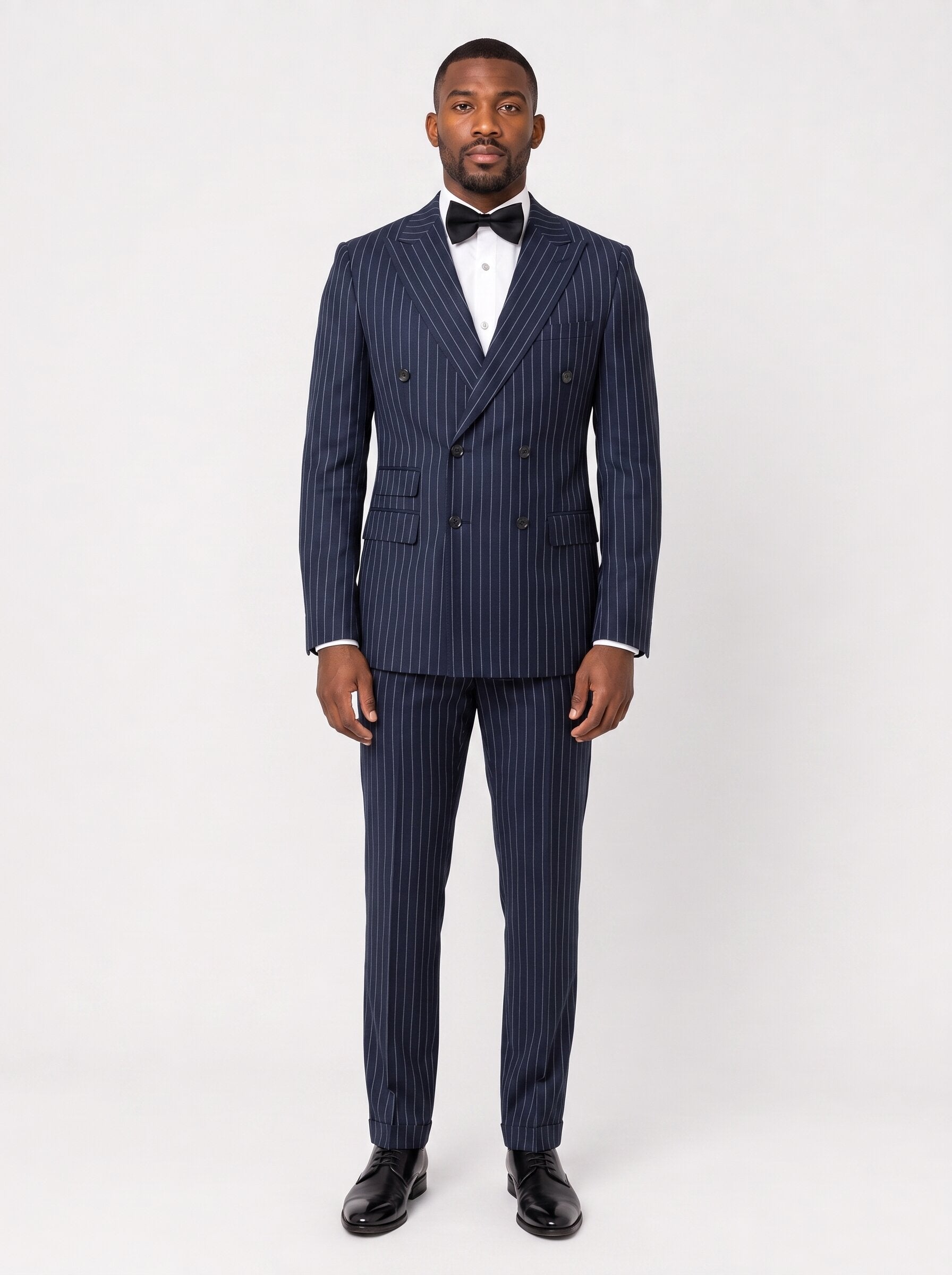 Men’s Double-Breasted Pinstripe 2 Piece Suit