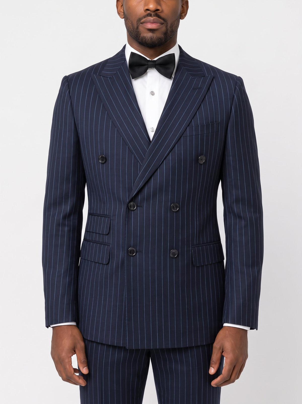 Men’s Double-Breasted Pinstripe 2 Piece Suit