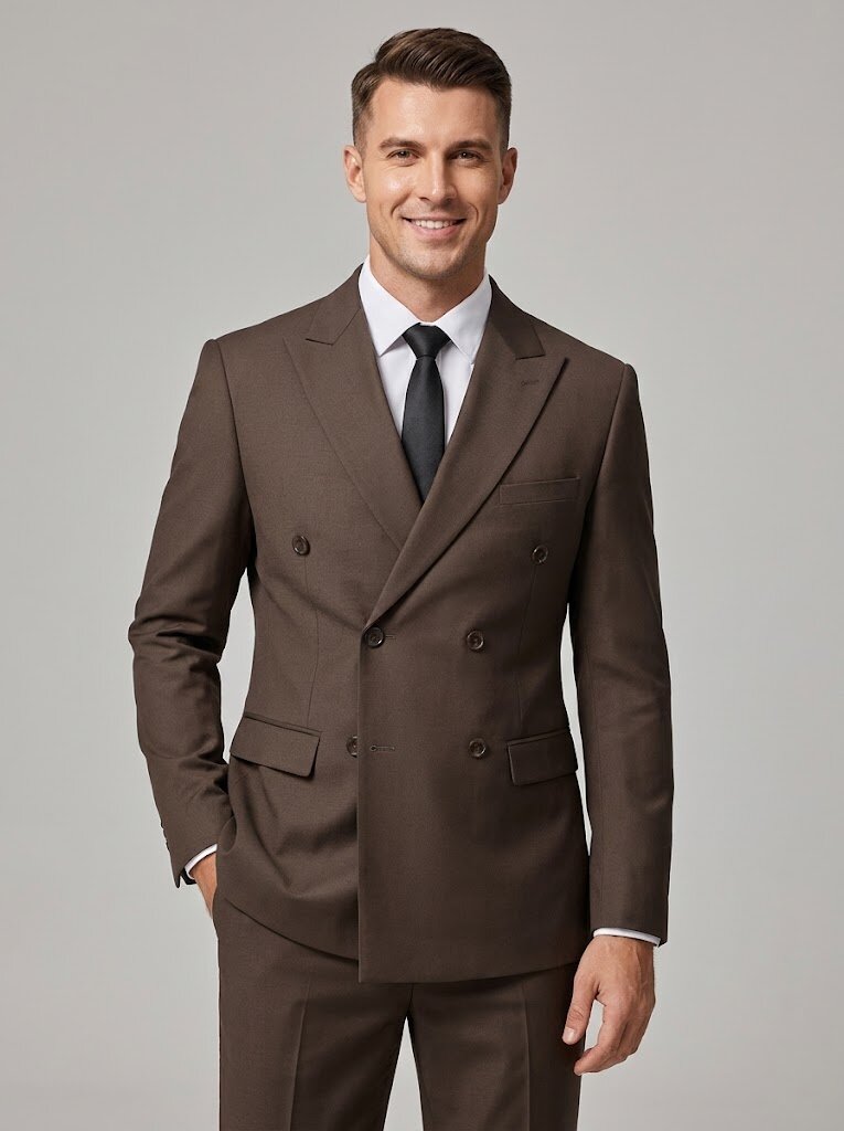 Men's Double Breasted Suit 2 Piece Regular Fit Peak Lapel