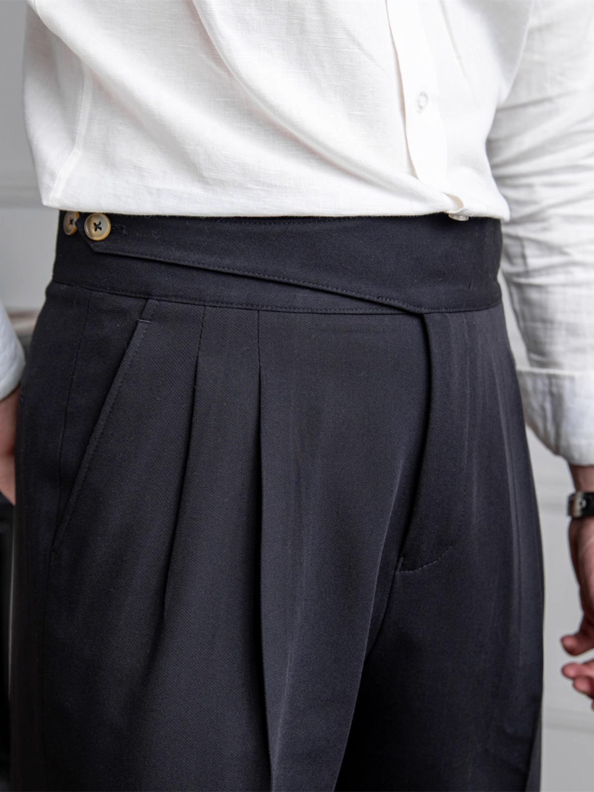 Men’s Double-Button Gurkha High-Waisted Dress Pants