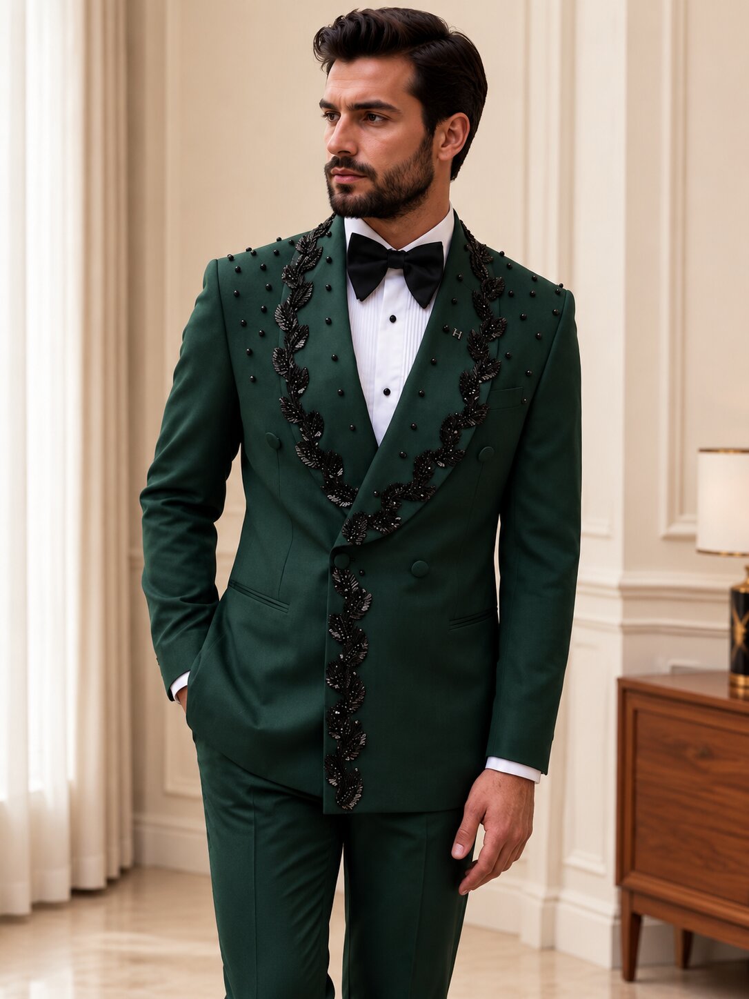 mens-embroidered-tuxedo-suit -beaded-lapels