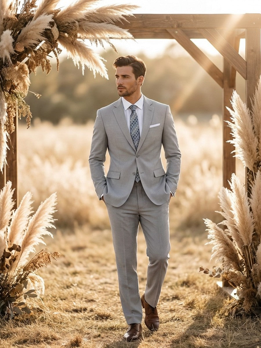 Men's Linen 2 Piece Suit - Summer Casual Wedding Suit