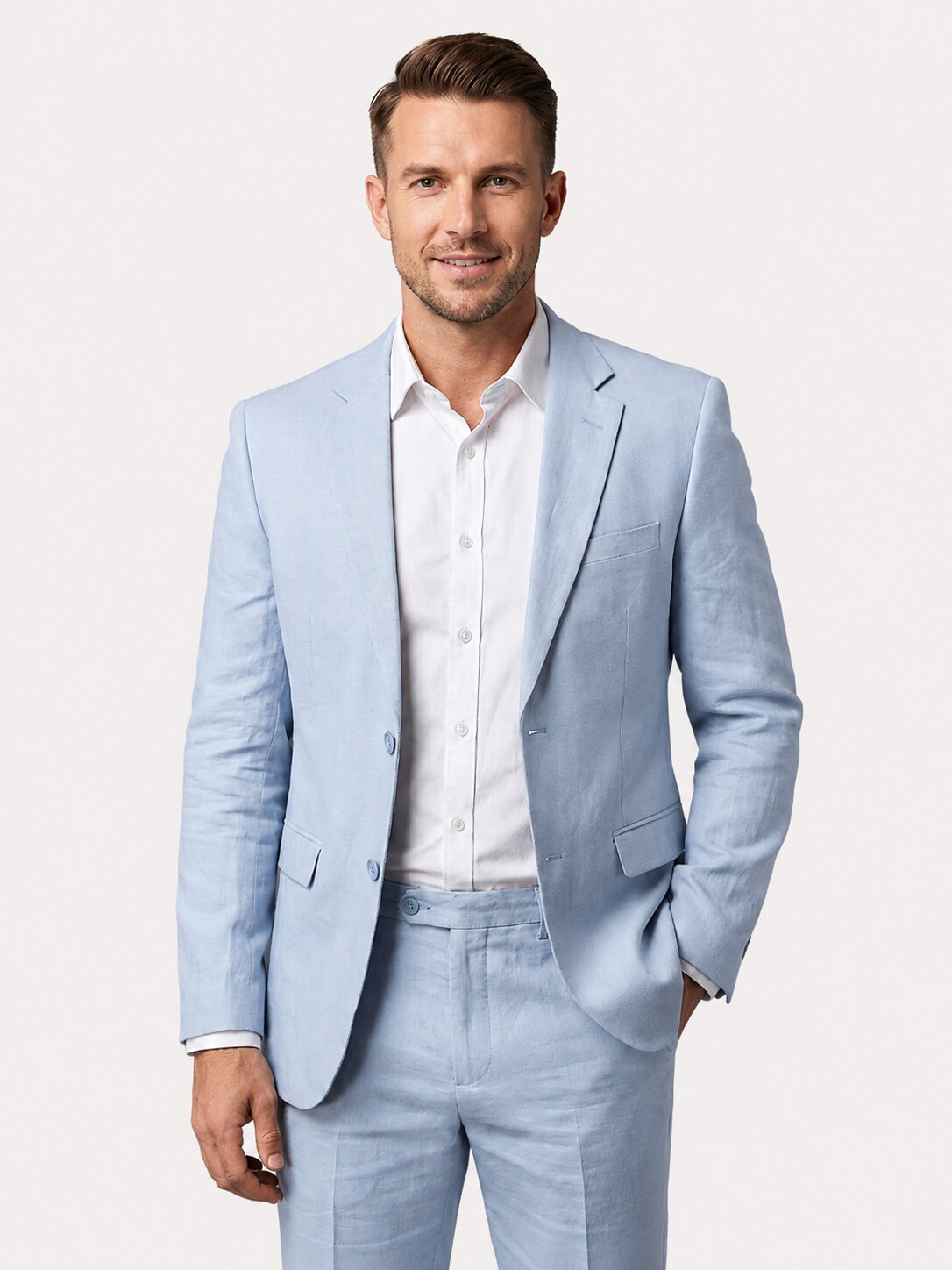 Men's Modern Fit Linen Suit Lightweight 2 Piece
