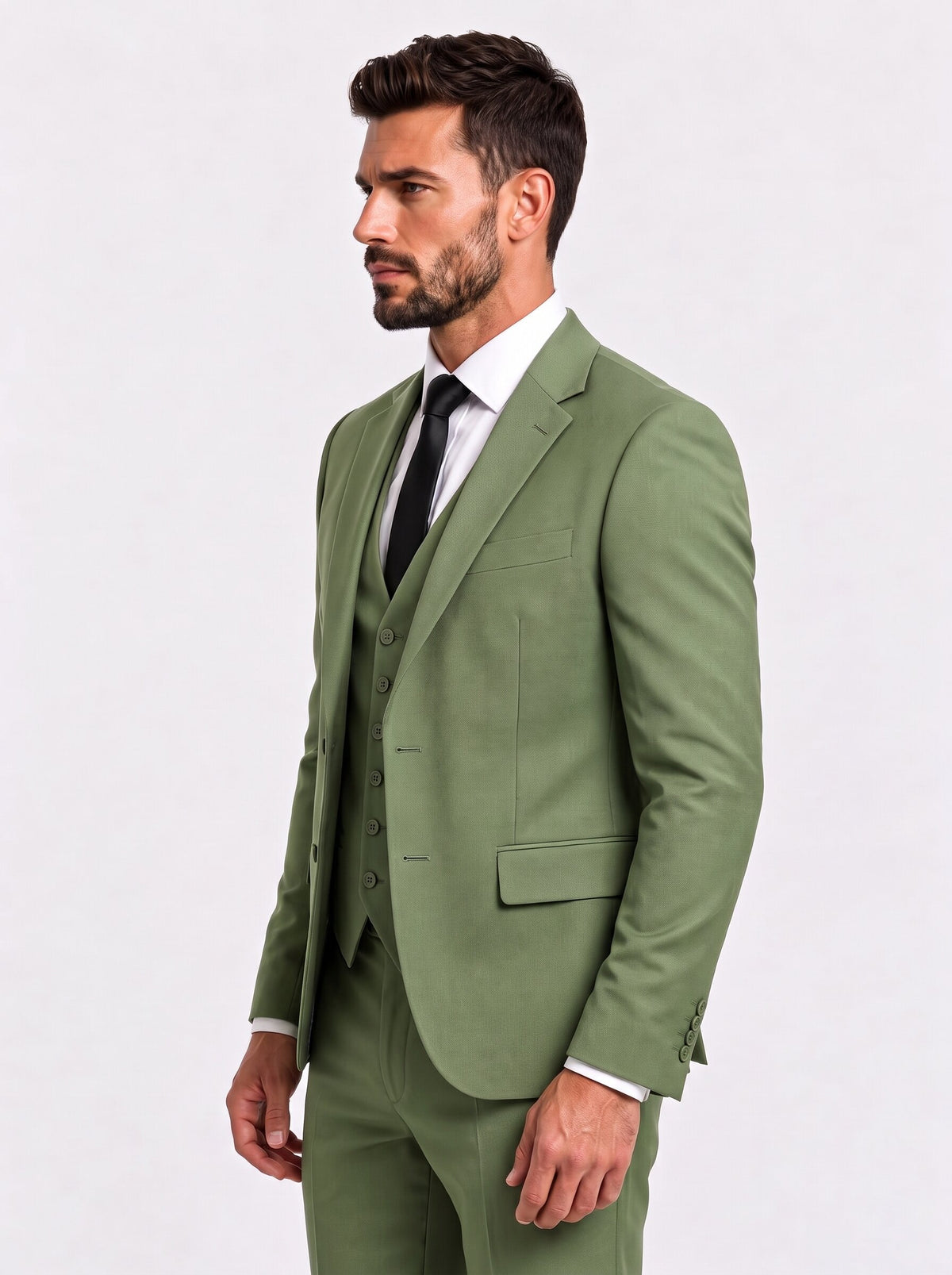 Men's Olive Green 3 Piece Suit