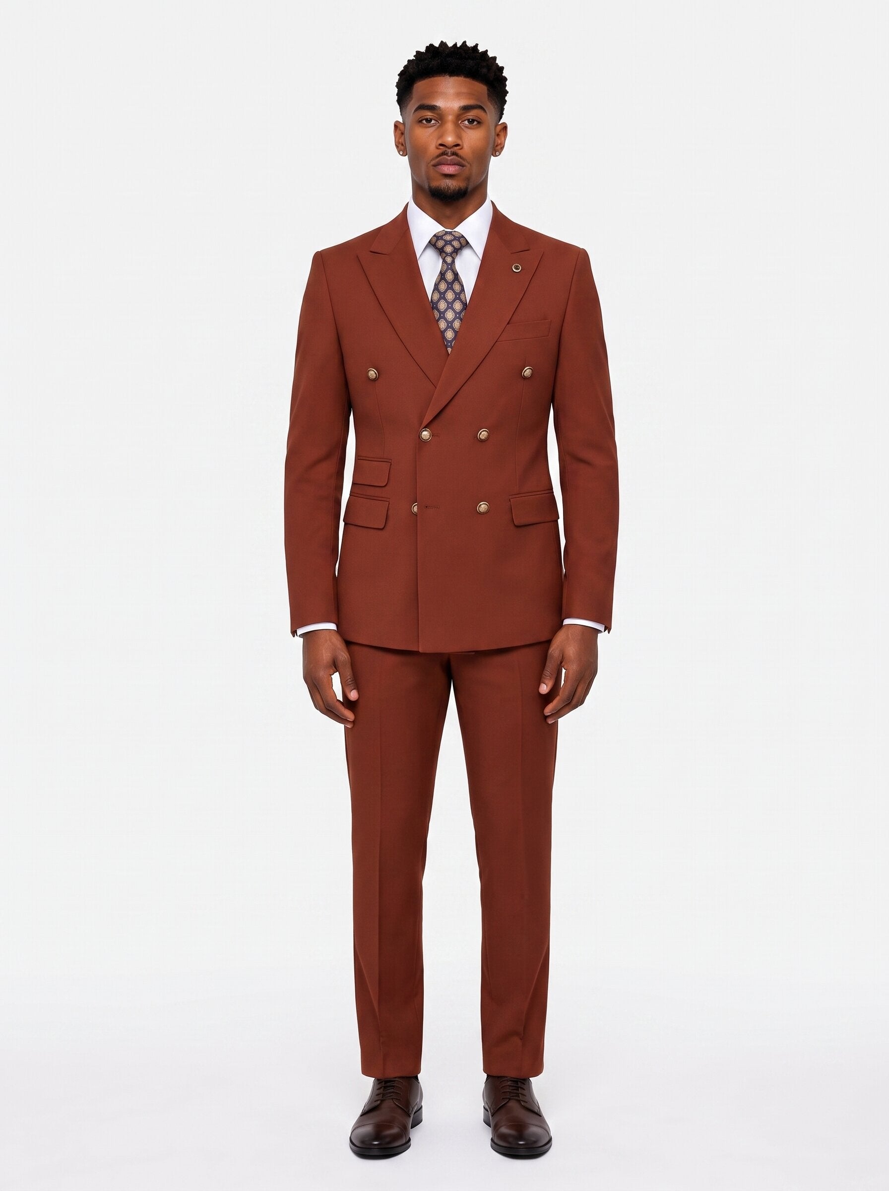 Men's Peak Lapel Double Breasted Suit