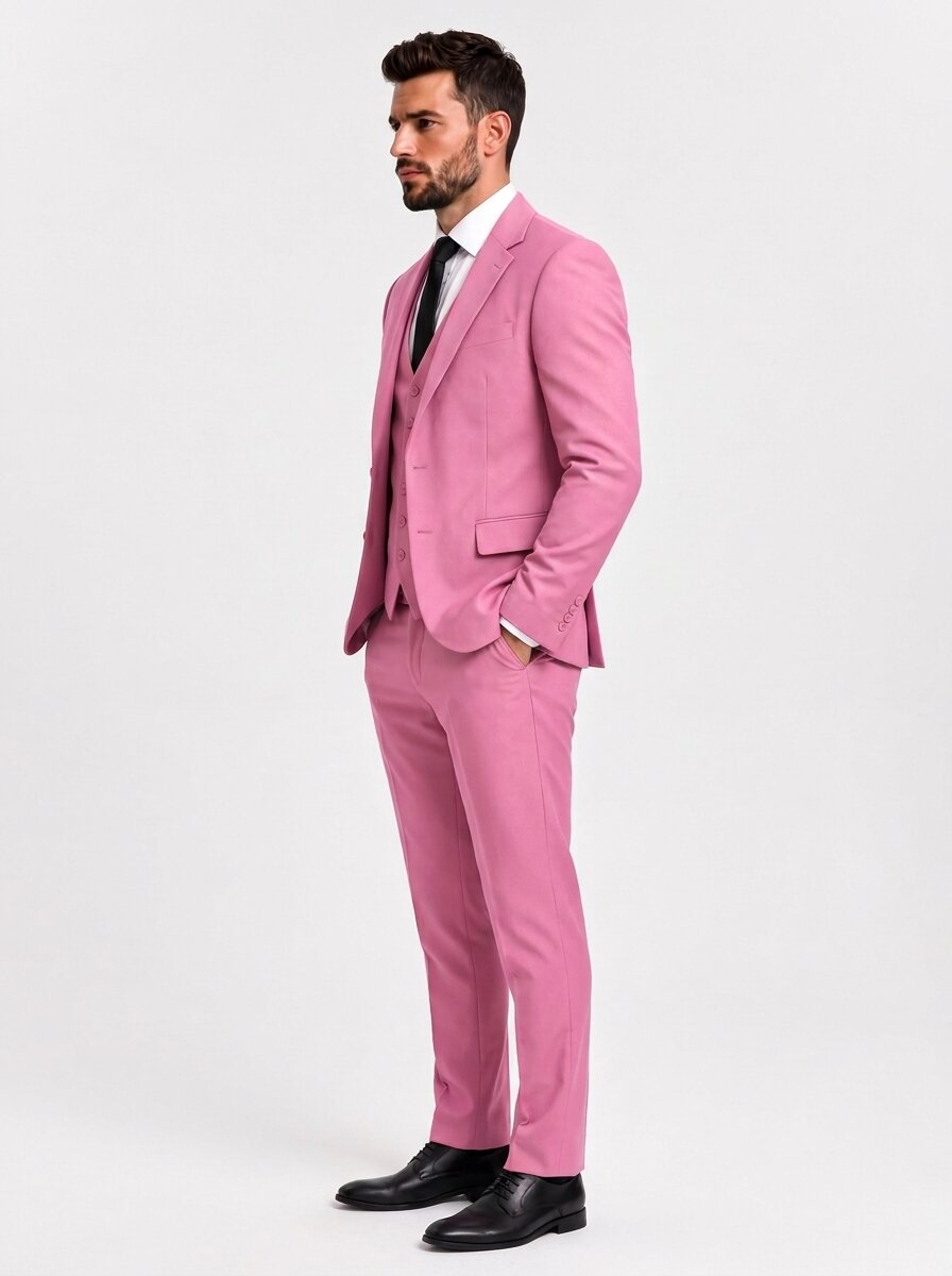 Men's Pink 3 Piece Suit Slim Fit