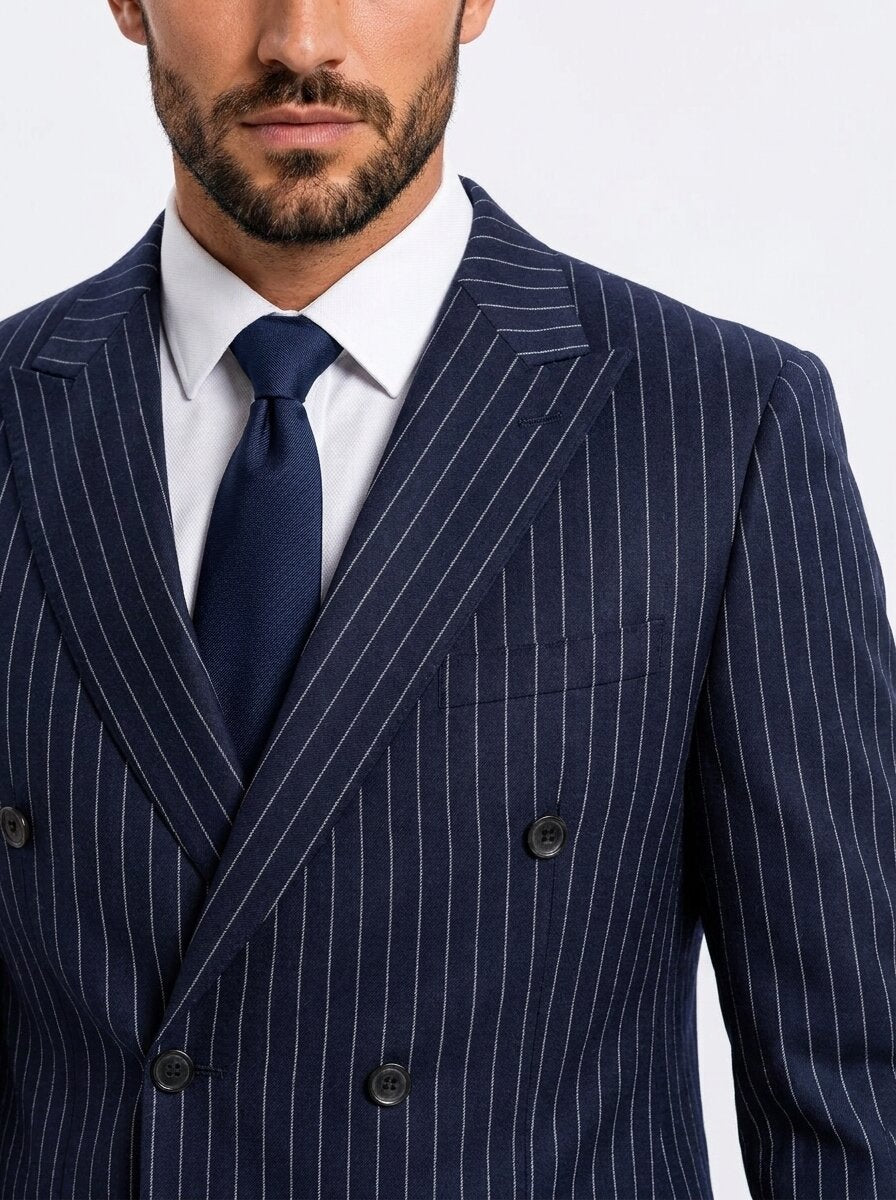 Men's Pinstripe Double Breasted Formal Suit