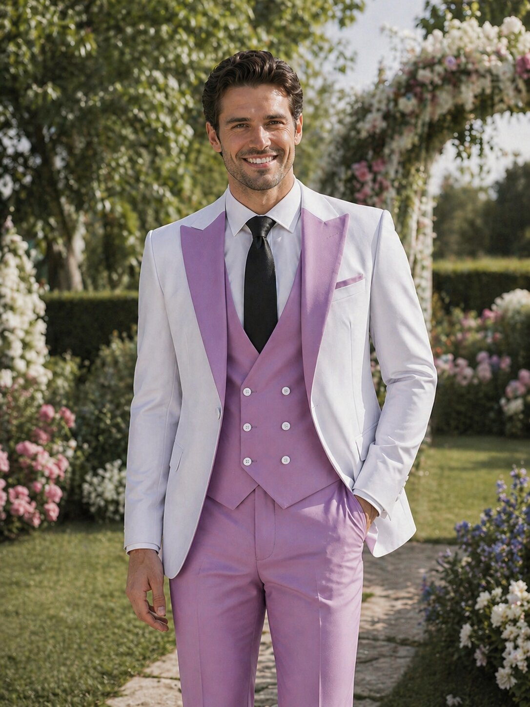 Men's 3 Piece Color Block Suits