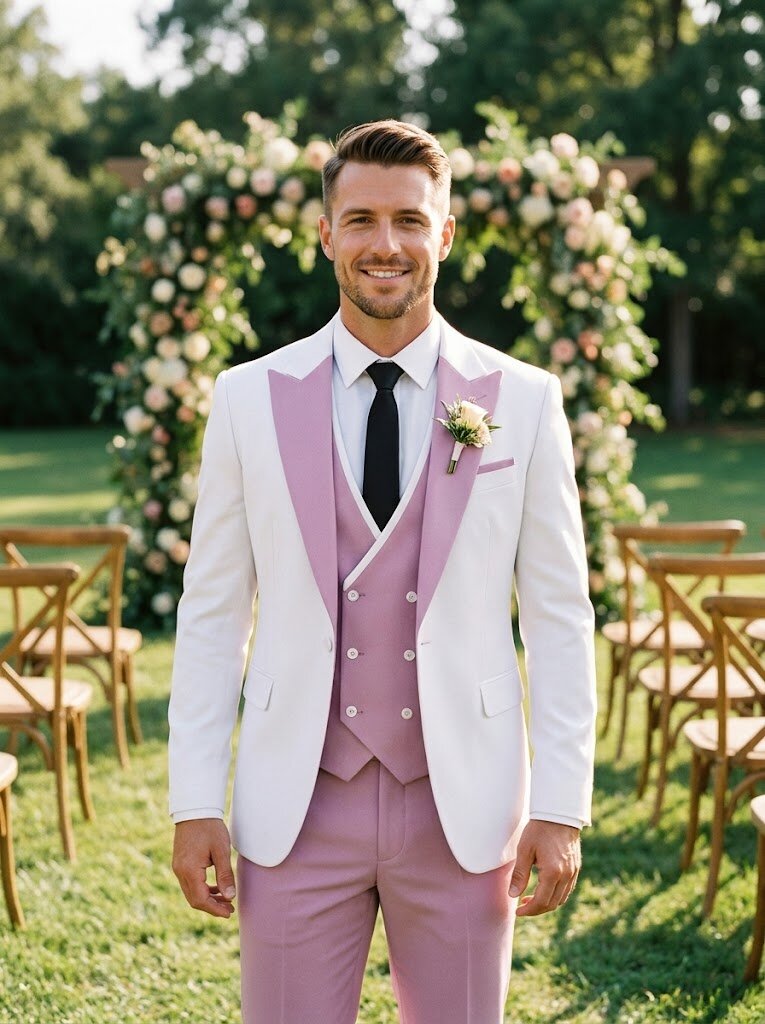 Men's 3 Piece Color Block Suits