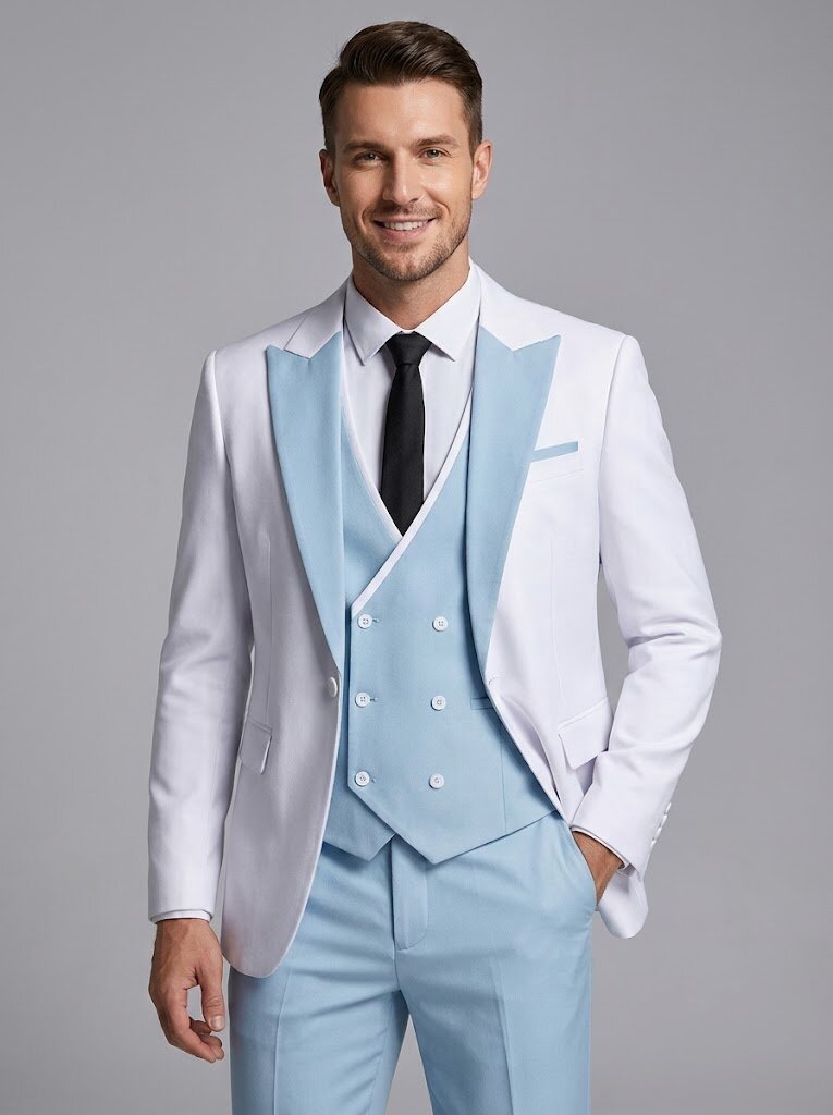 Men's 3 Piece Color Block Suits