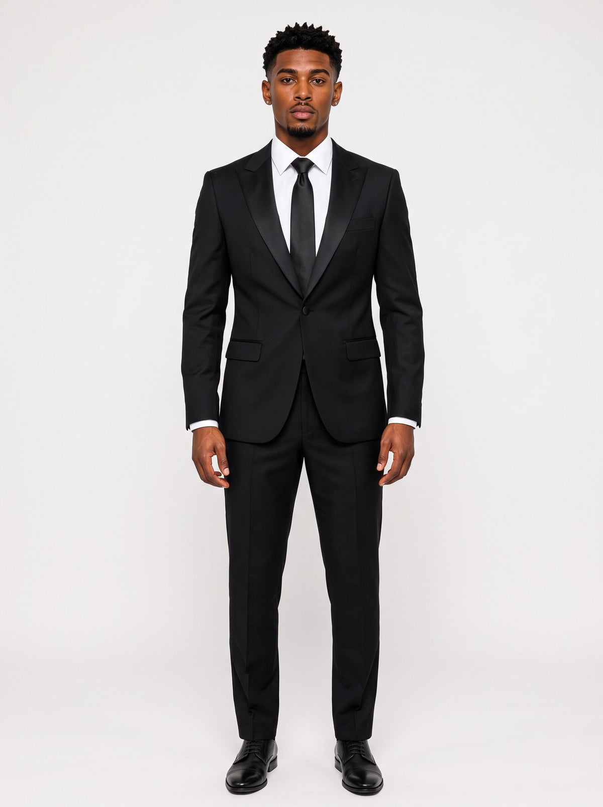 Men’s One-Button 2-Piece Tuxedo with Satin Peak Lapels