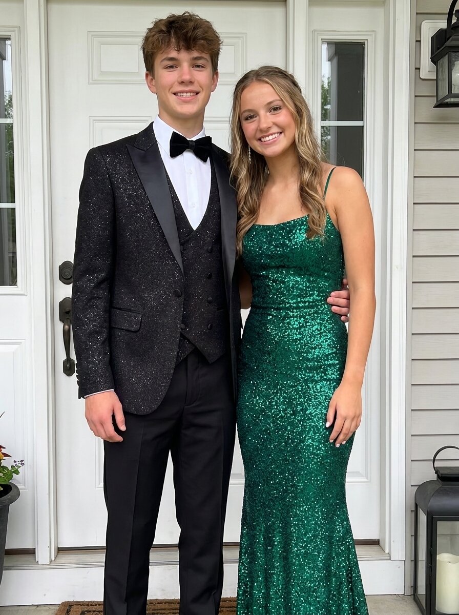 Men's Sparkly Slim Fit 3 Piece Suit for Prom Homecoming Stage Performance