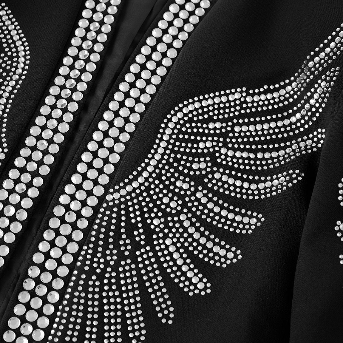 Men’s Black Silver Angel Wing Rhinestone Stage Jacket