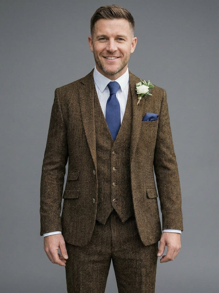 Men's Tweed Herringbone Vintage Suit