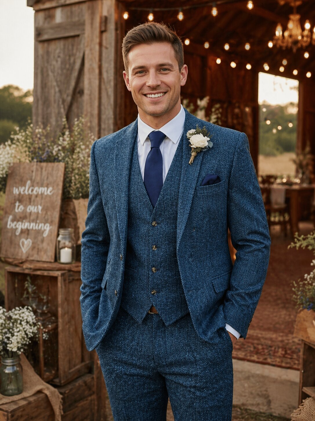 Men's Tweed Herringbone Vintage Suit