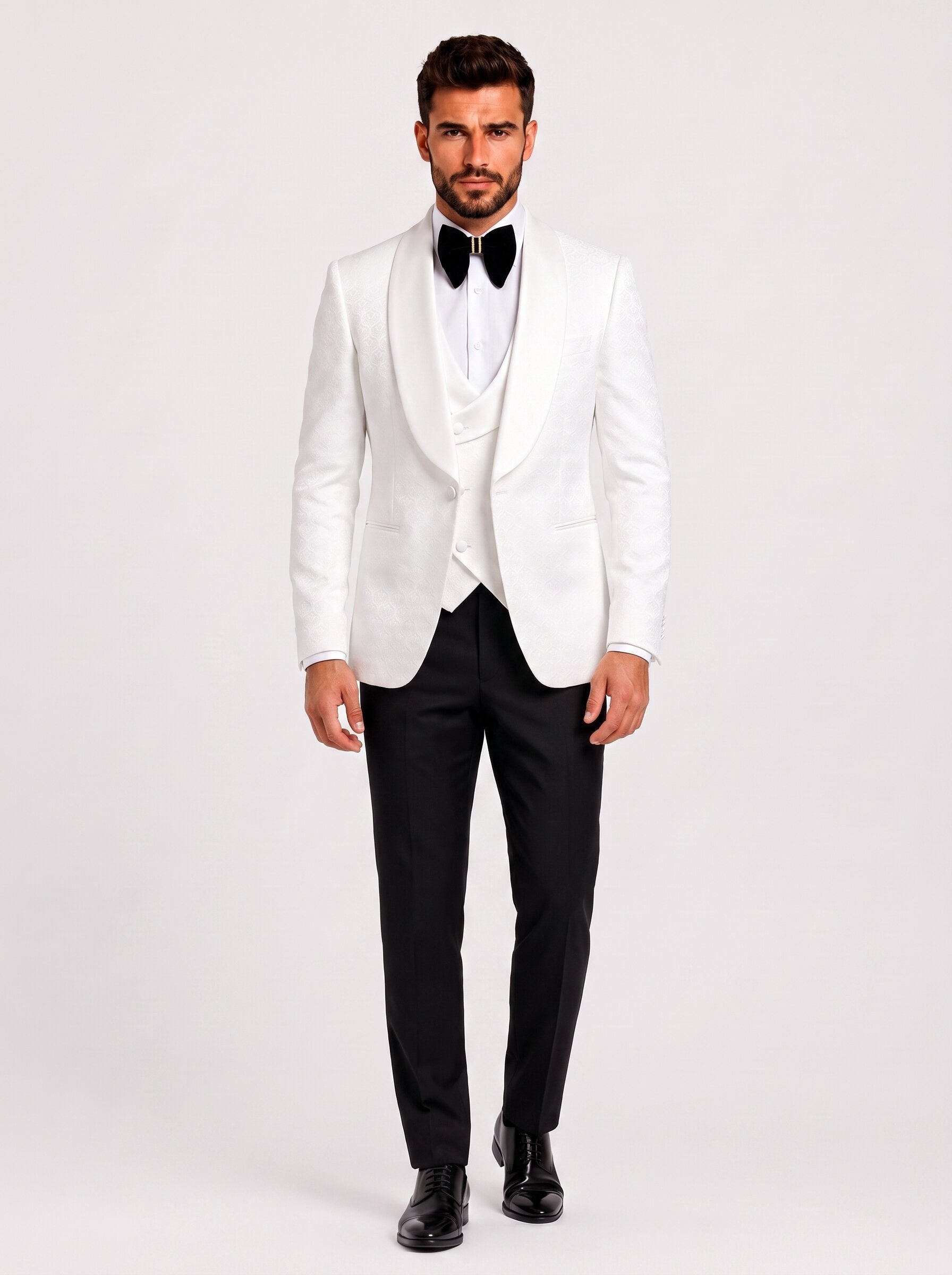 Men’s White Shawl Lapel 3 Piece Wedding Suit