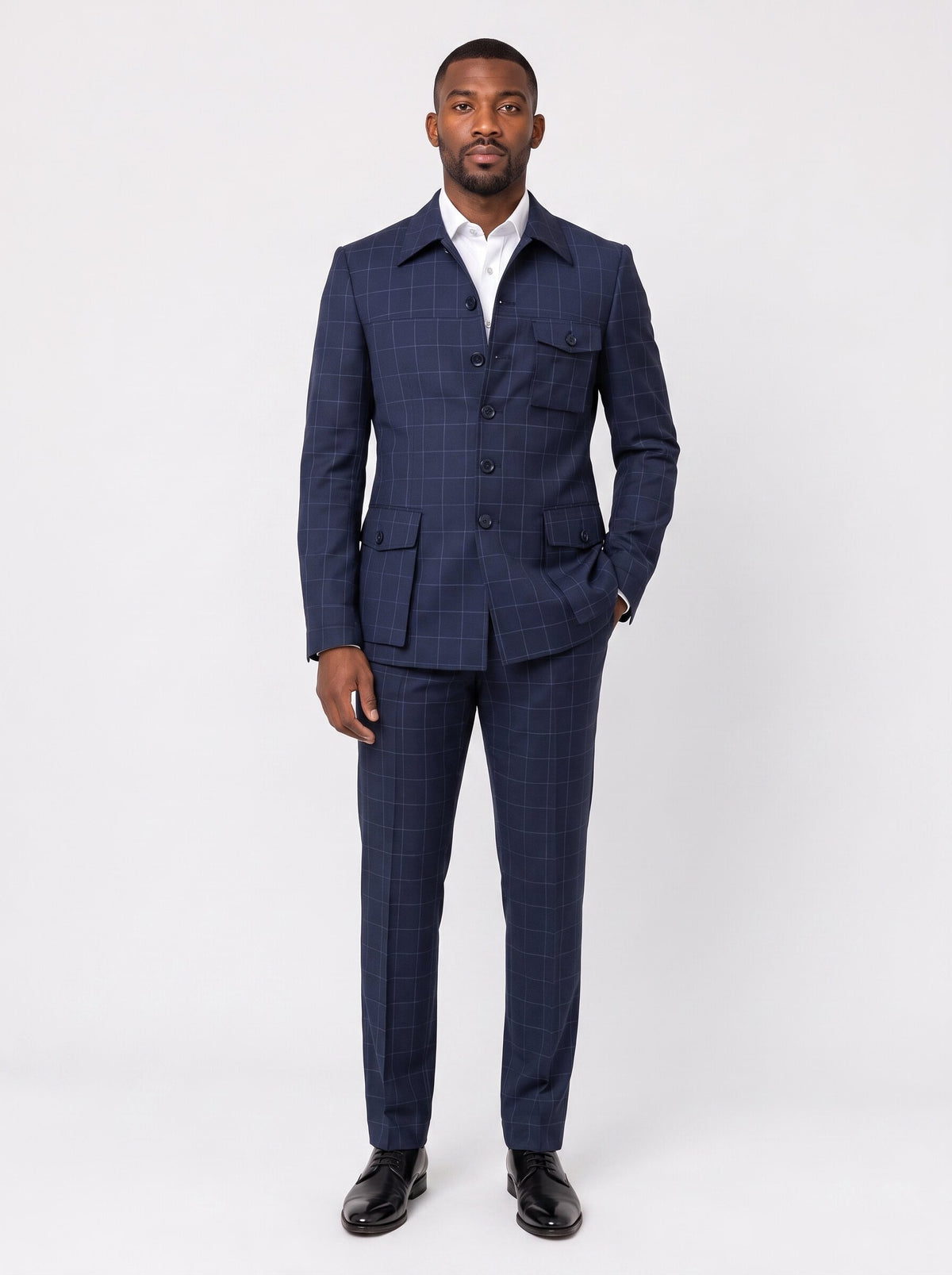 Men’s Windowpane Safari Suit 2 Piece