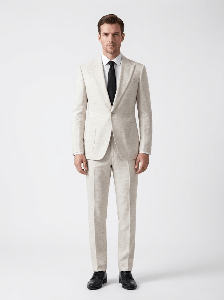 beige linen suit