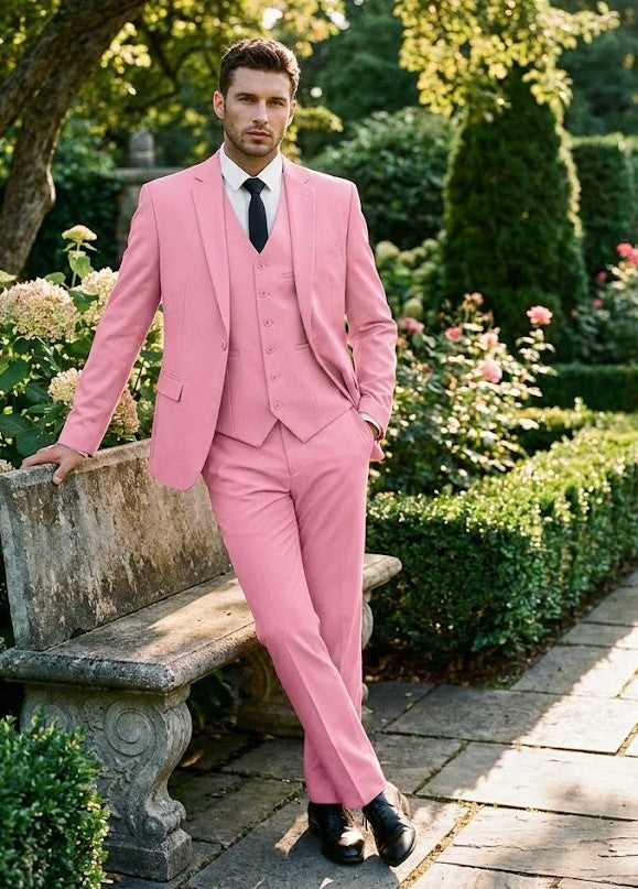 Men's Pink 3 Piece Suit Slim Fit