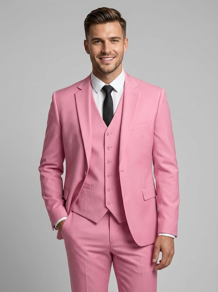 Men's Pink 3 Piece Suit Slim Fit