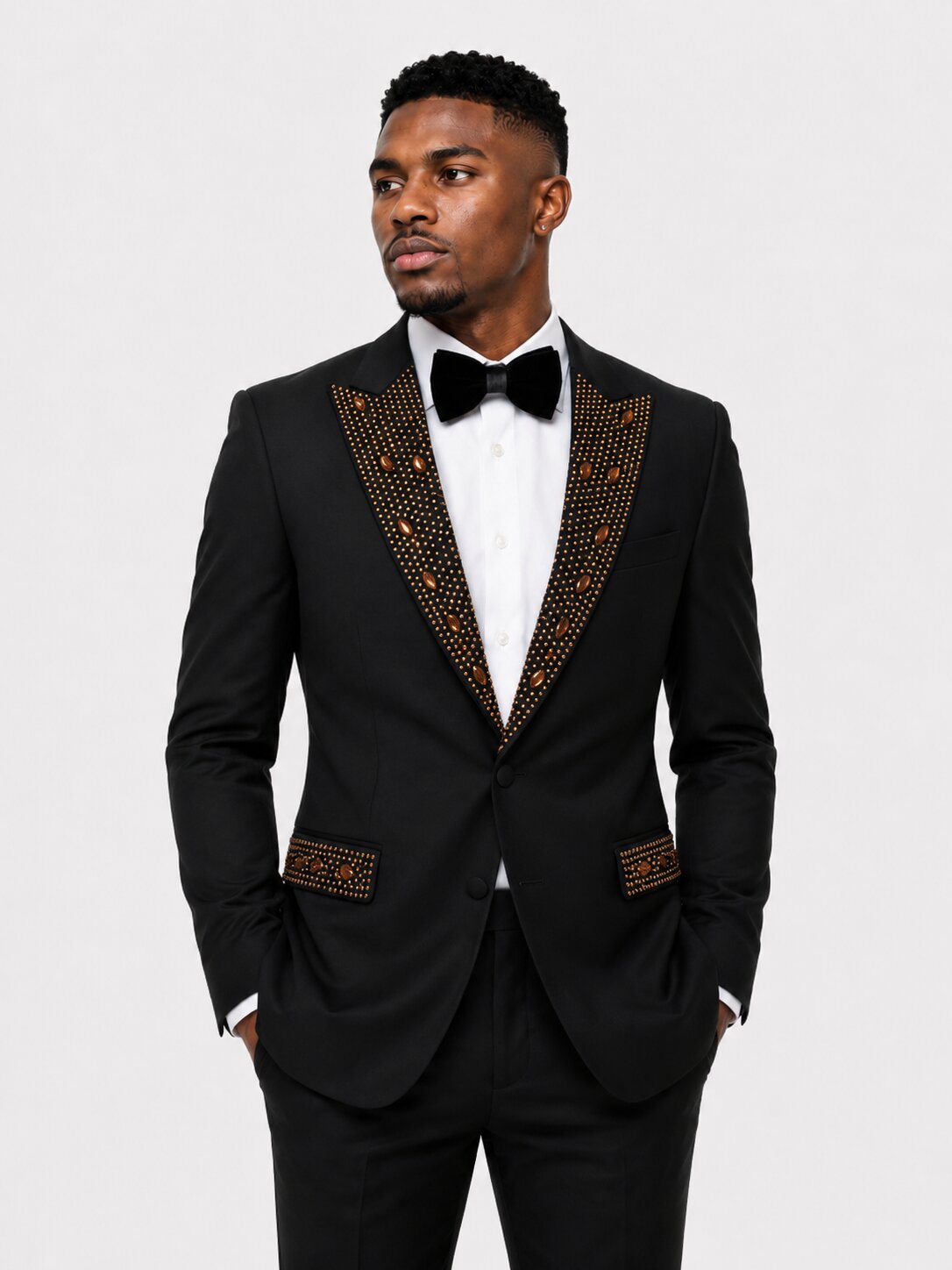 Rhinestone Peak Lapel Prom Tuxedo