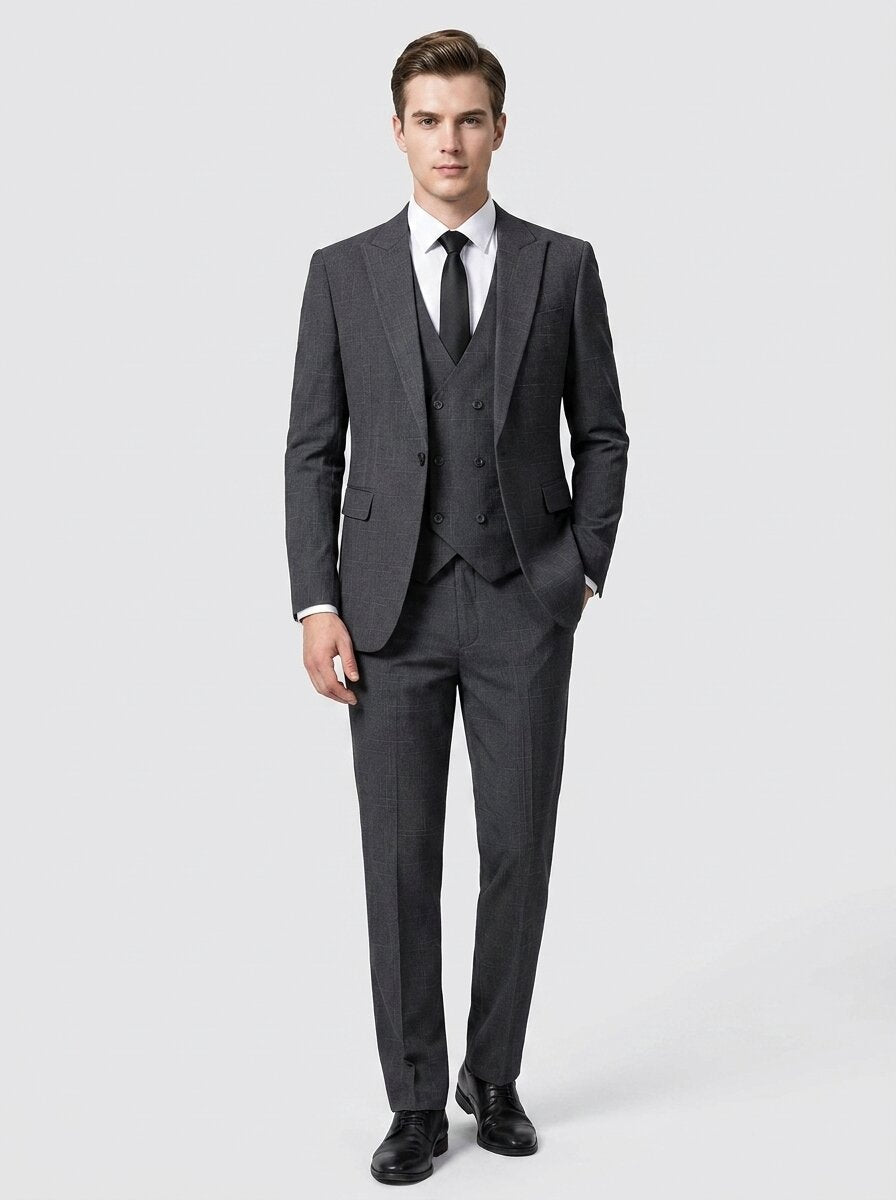 Slim Fit 3 Piece Check Men's Suit