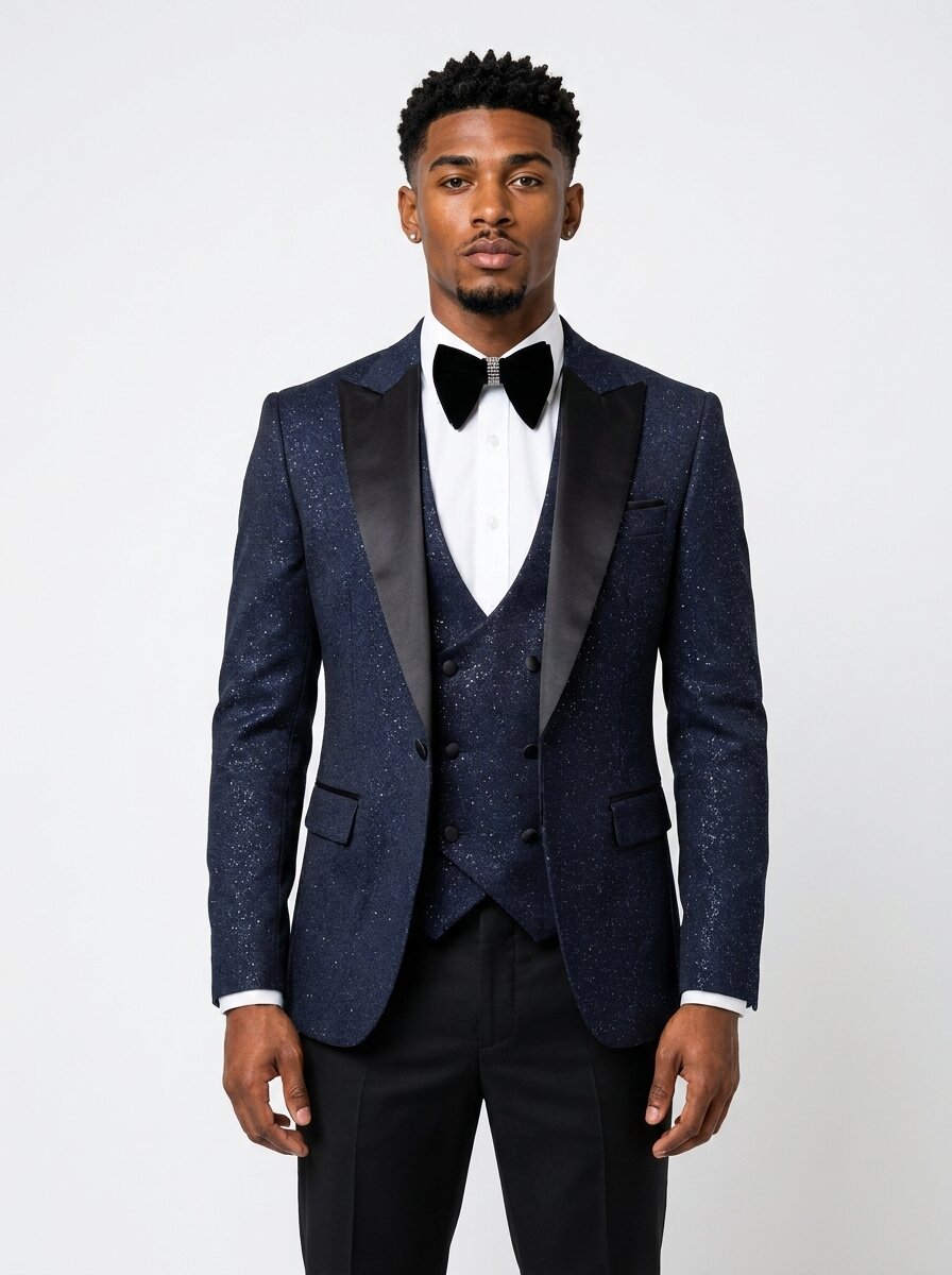 Men's Sparkly Slim Fit 3 Piece Suit for Prom Homecoming Stage Performance