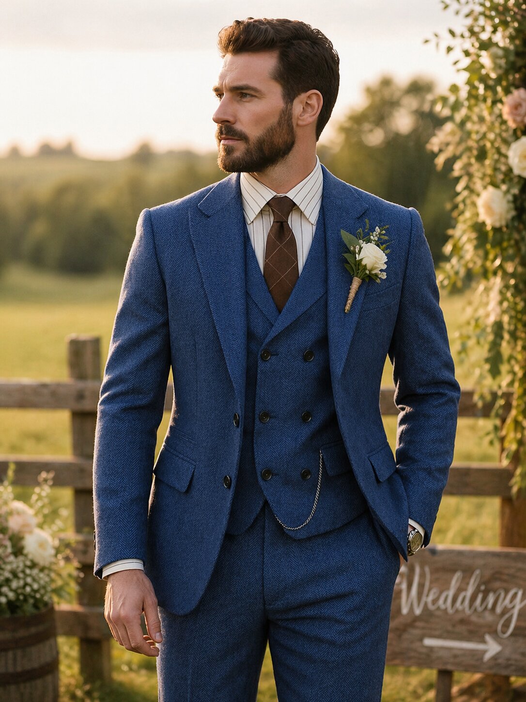 Men’s Vintage Herringbone Suit 3 Piece