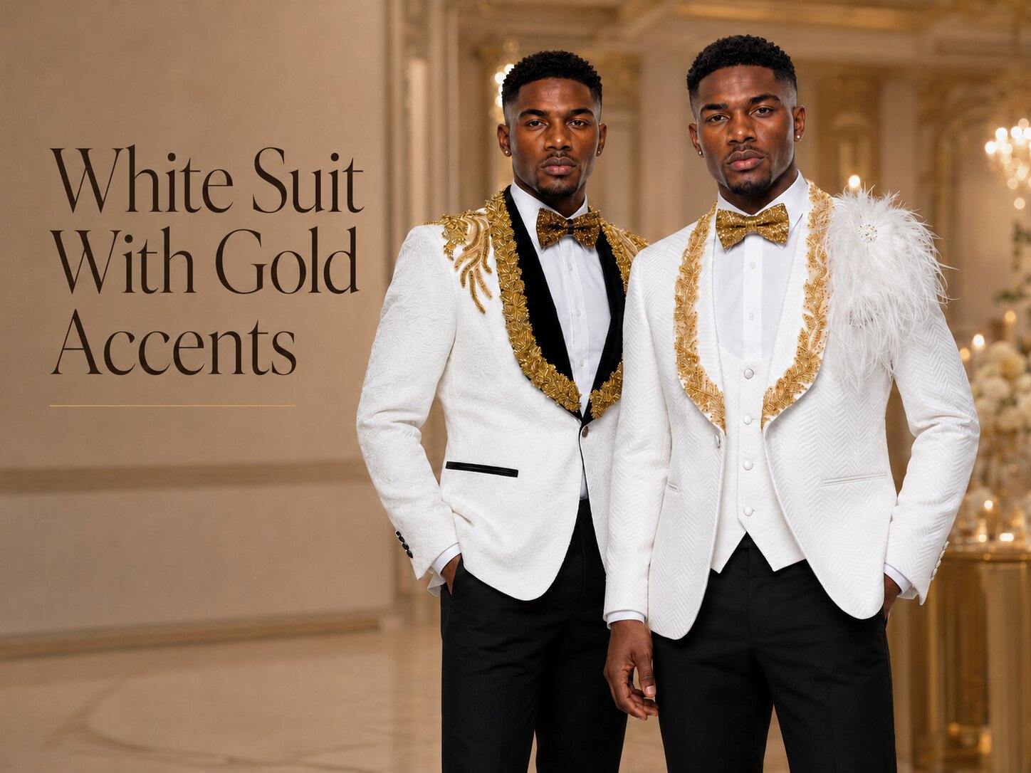 White Suit With Gold Accents: How to Style It for Prom, Weddings & Formal Events