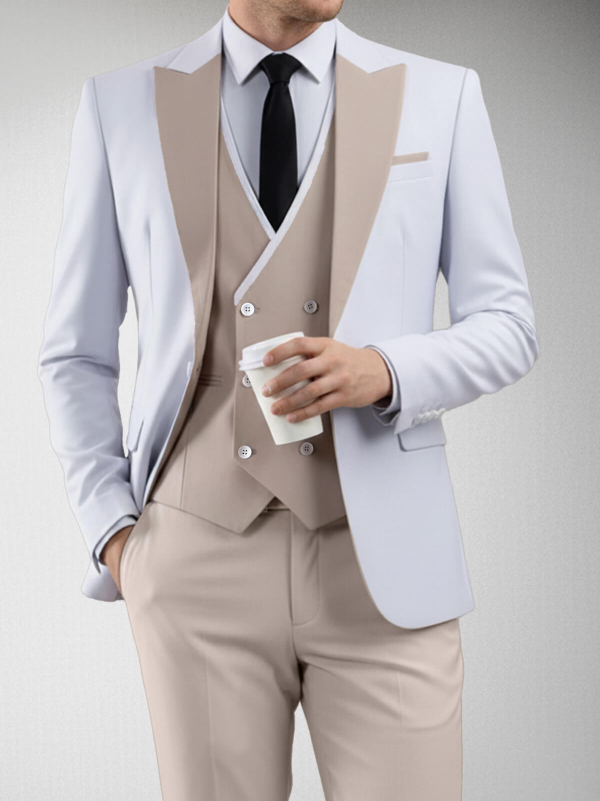 Men's Slim Fit 3 Piece Suit Fashion Contrast Style