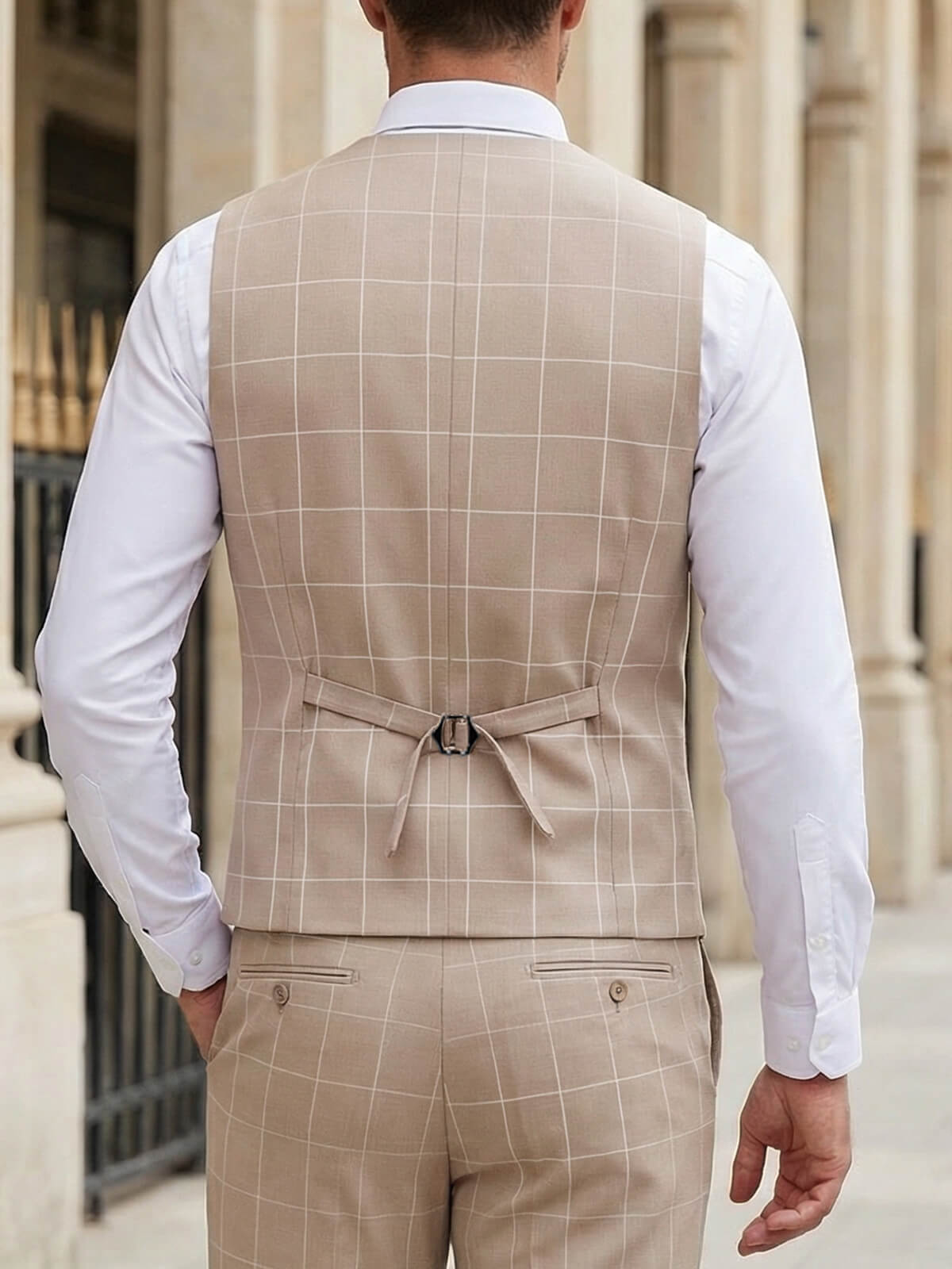 Men's Slim Fit Checkered 3-Piece Suit