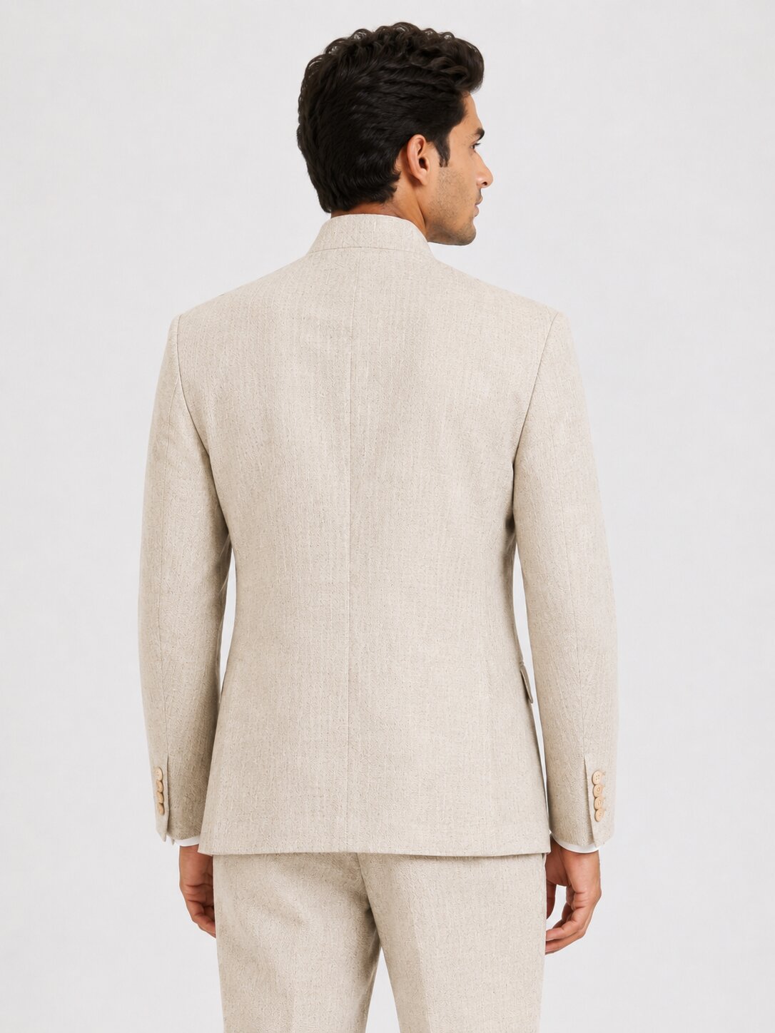 Beige Linen Nehru Suit