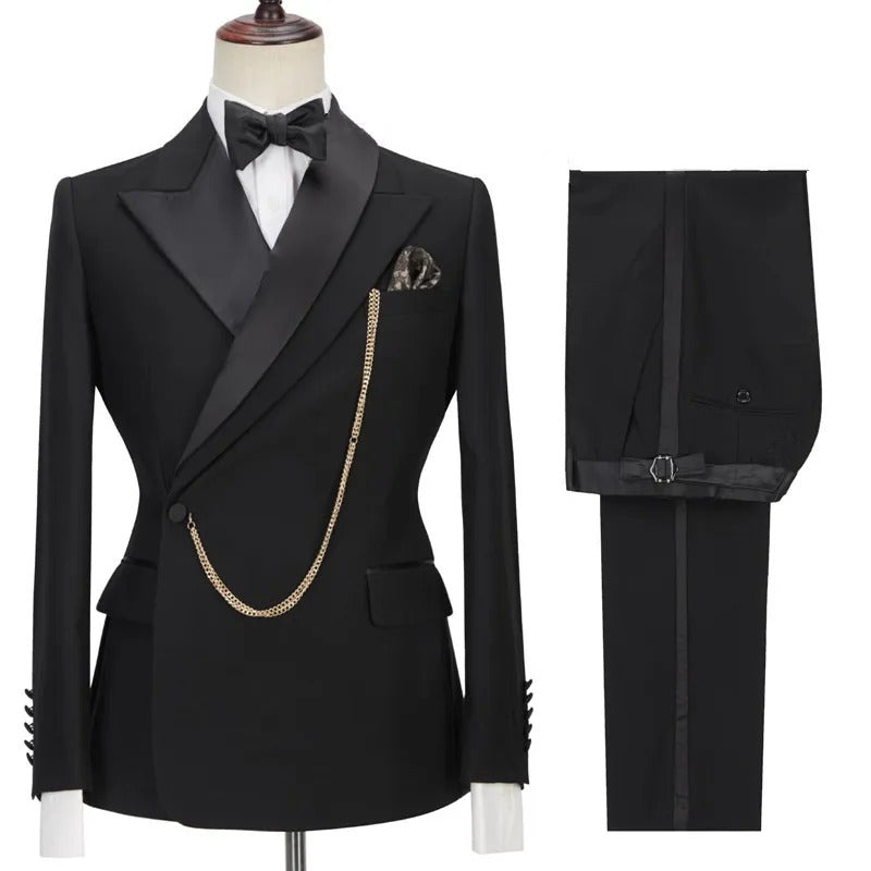 Men's 2 Piece Peak Lapel Tuxedo Suit Formal Wedding Suit