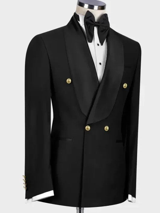 Shawl Lapel 4 Gold Button Formal Wedding Tuxedo for Groom