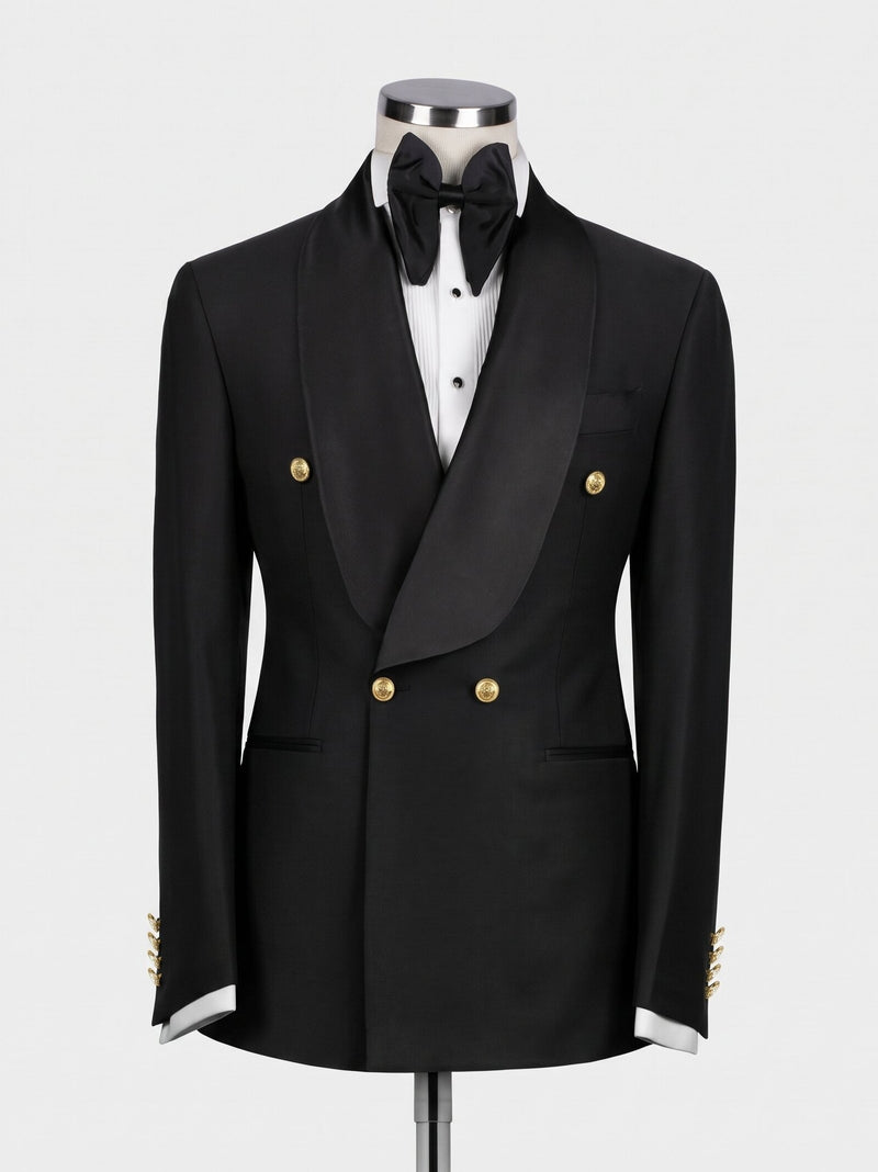 Shawl Lapel 4 Gold Button Formal Wedding Tuxedo for Groom