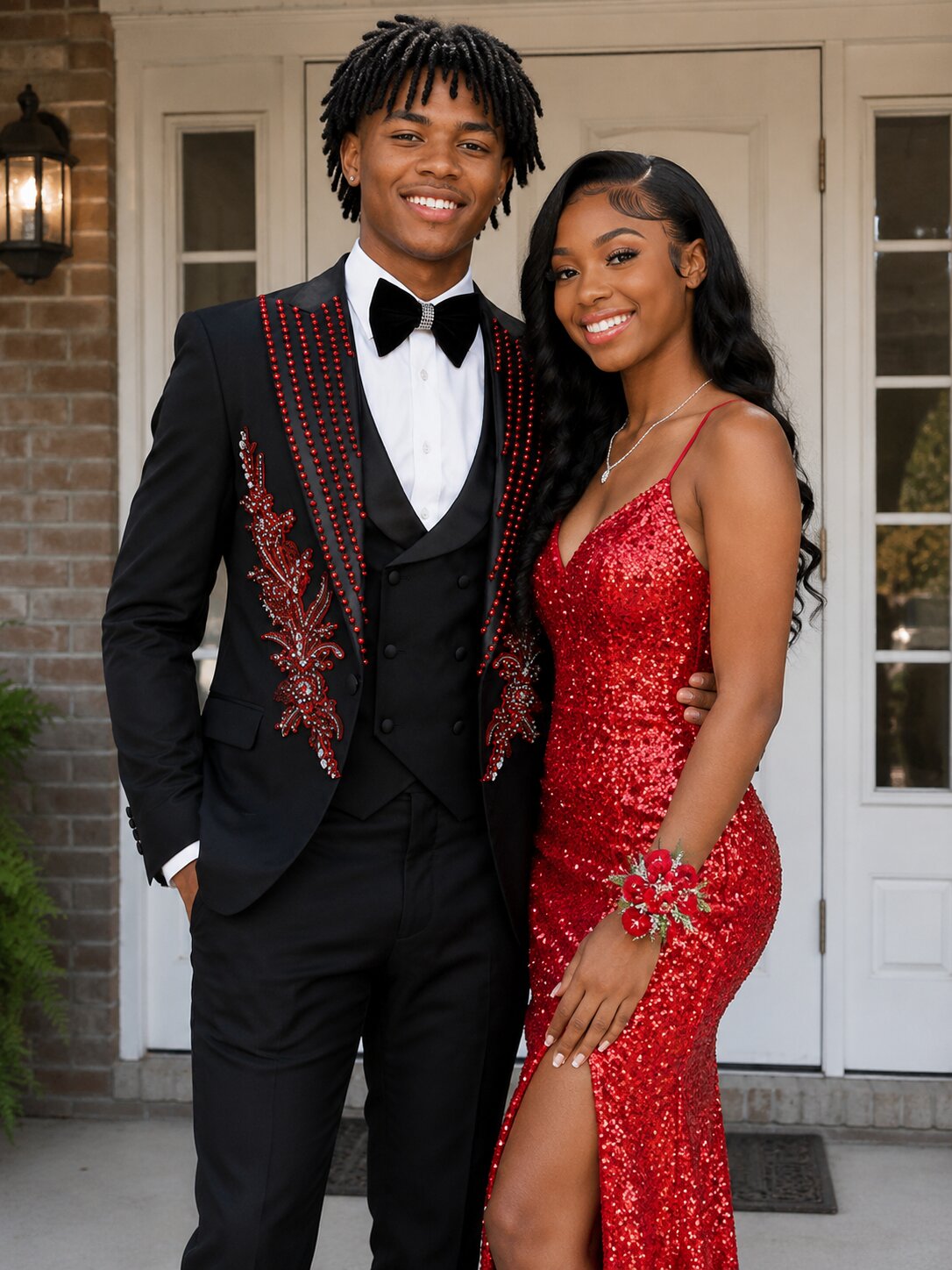 Black and Red Rhinestone 3 Piece Suit