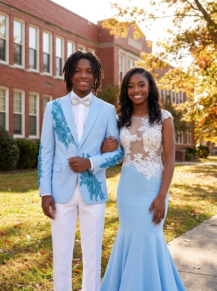 Luxury Ice Blue Rhinestone Suit