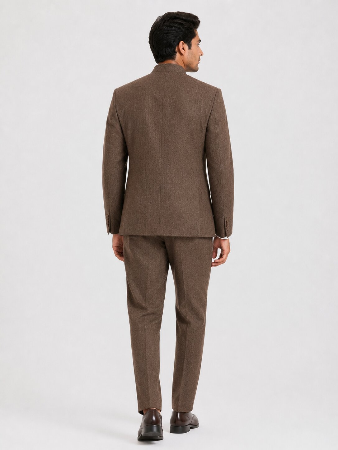 Chocolate Brown Linen Nehru Suit