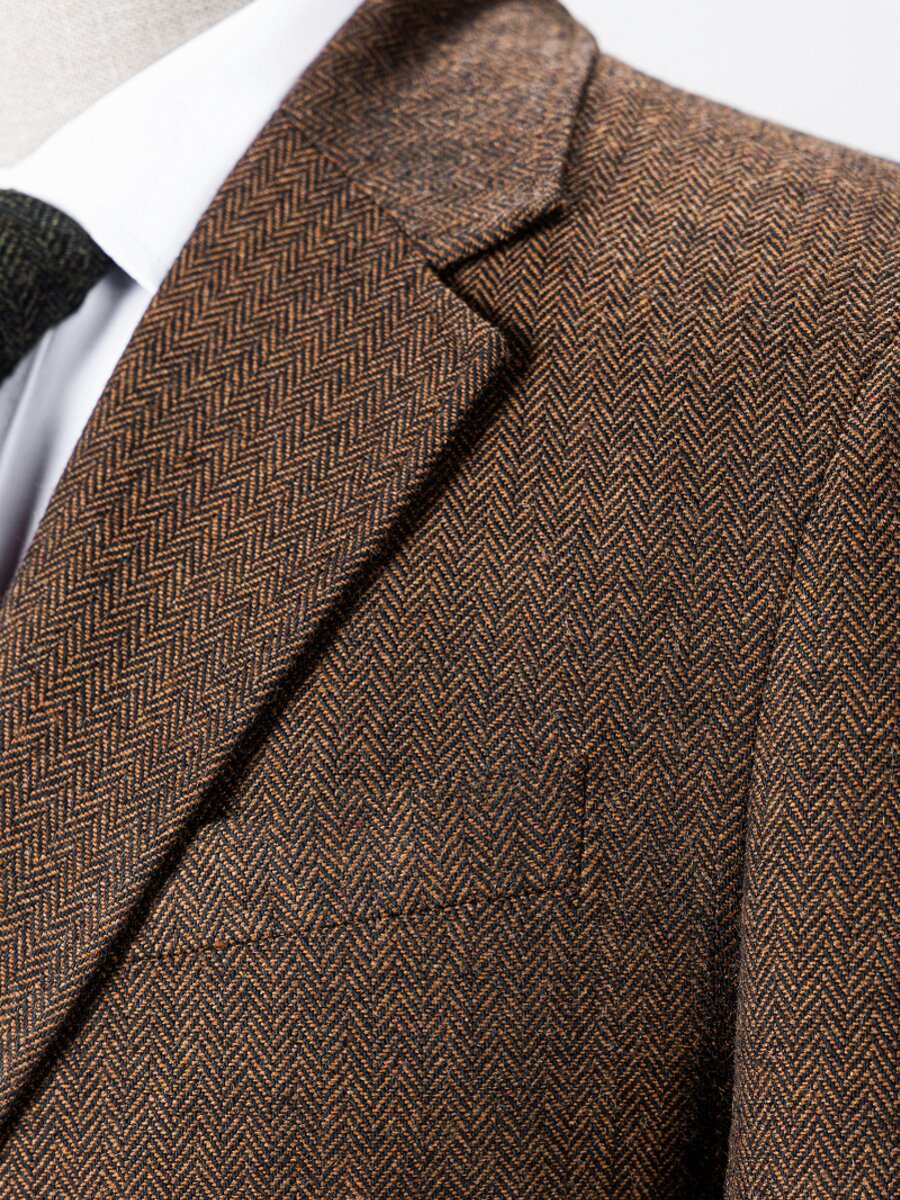 Men's Tweed Herringbone 3 Piece Suit Vintage Style