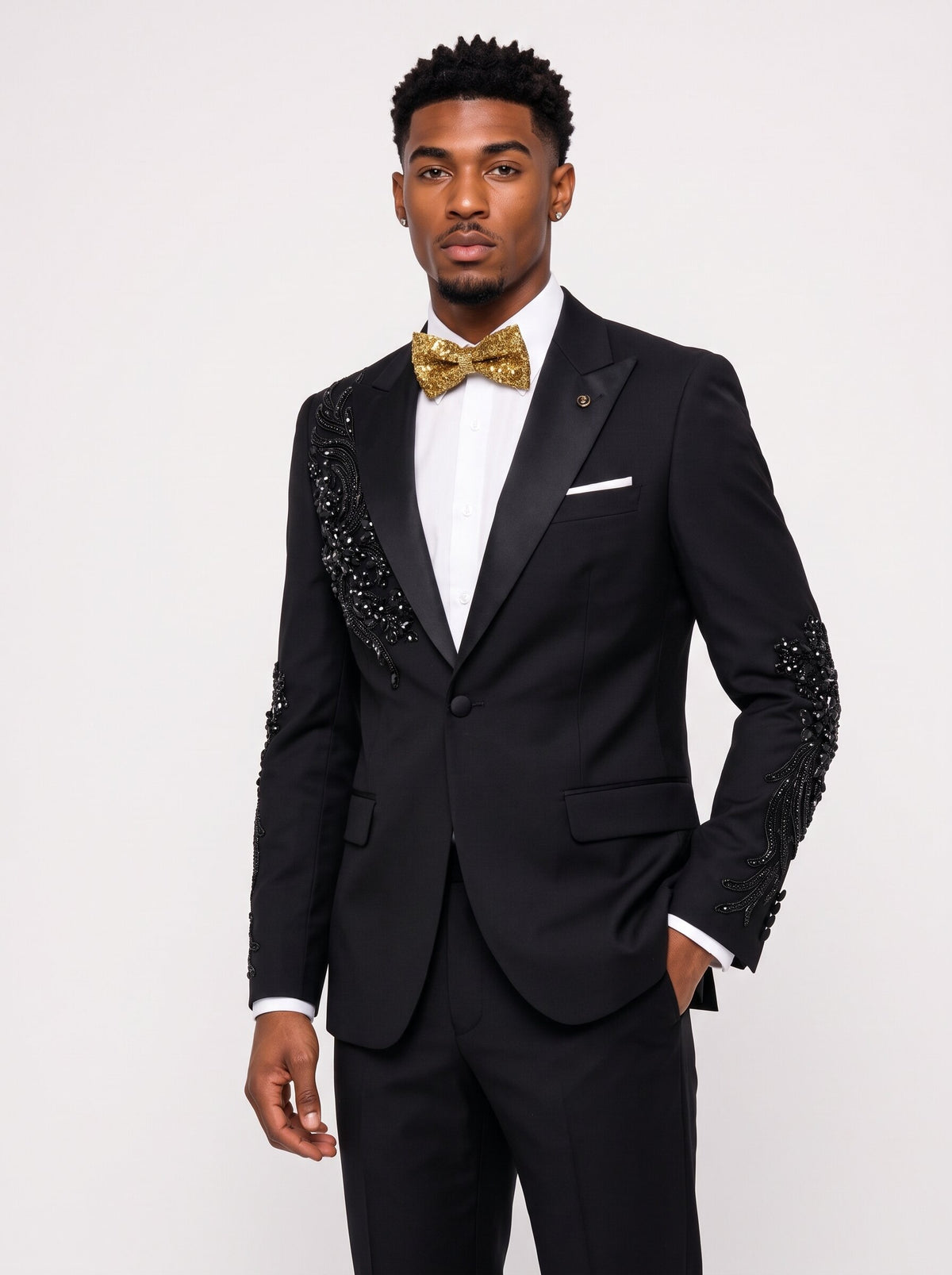 Men's Gem Stone One Button 2 Piece Prom Suit