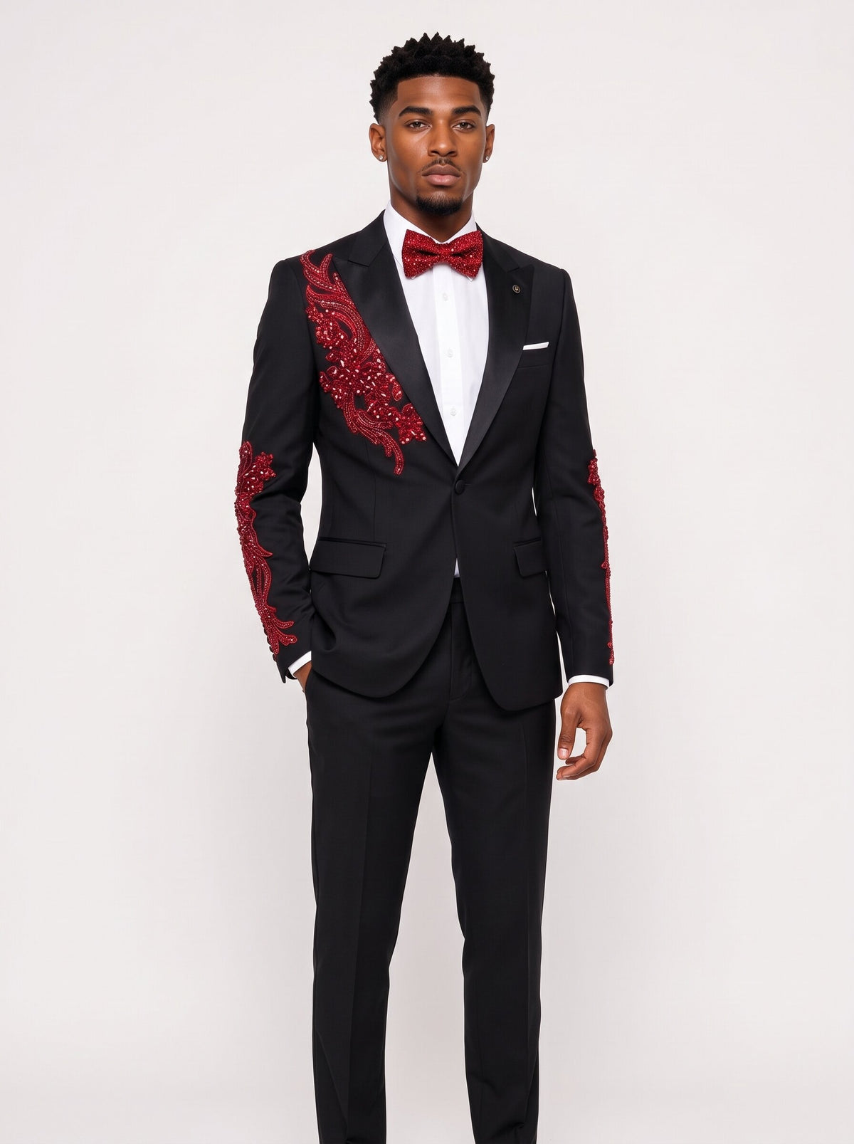 Men's Gem Stone One Button 2 Piece Prom Suit