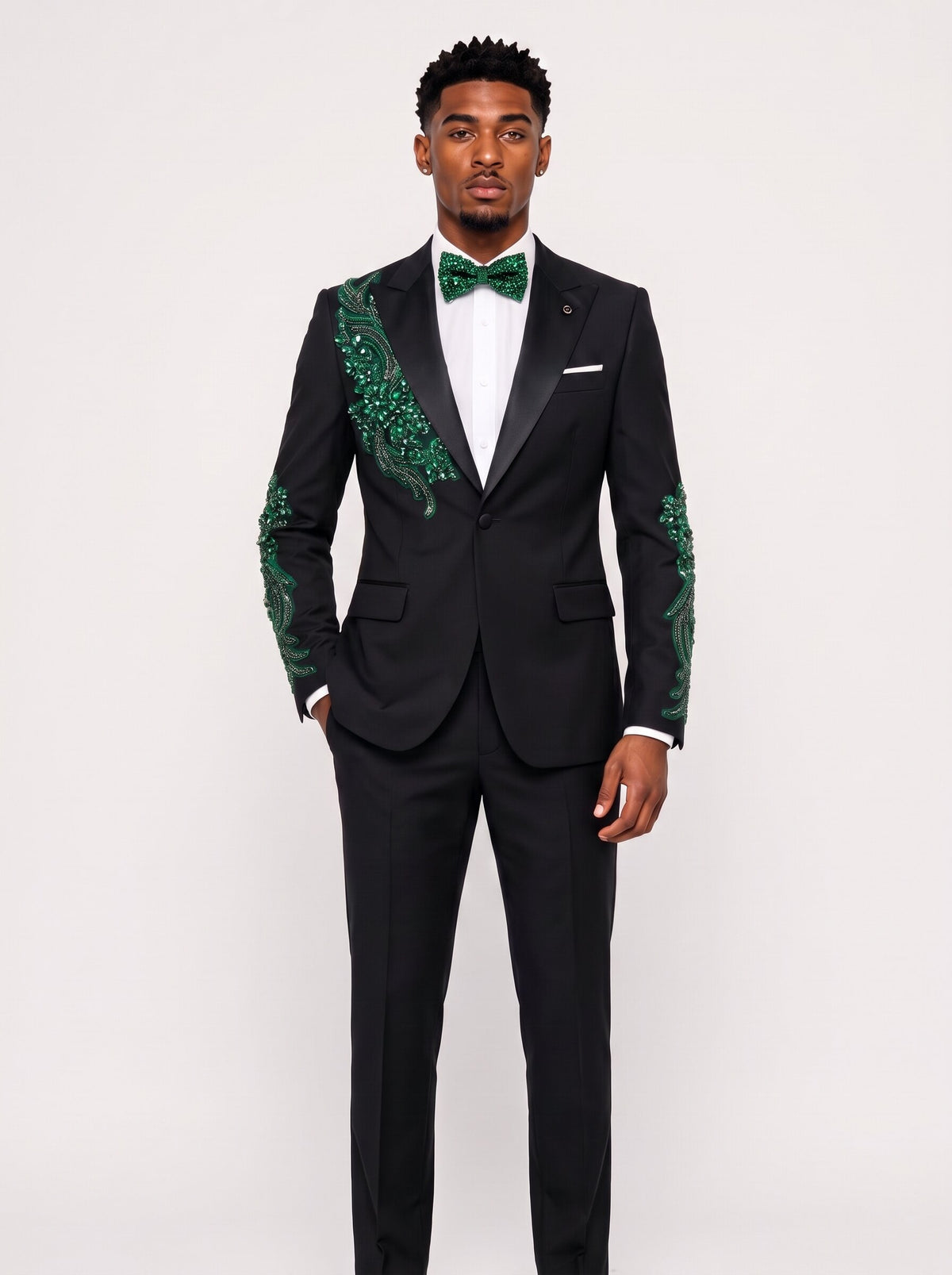 Men's Gem Stone One Button 2 Piece Prom Suit
