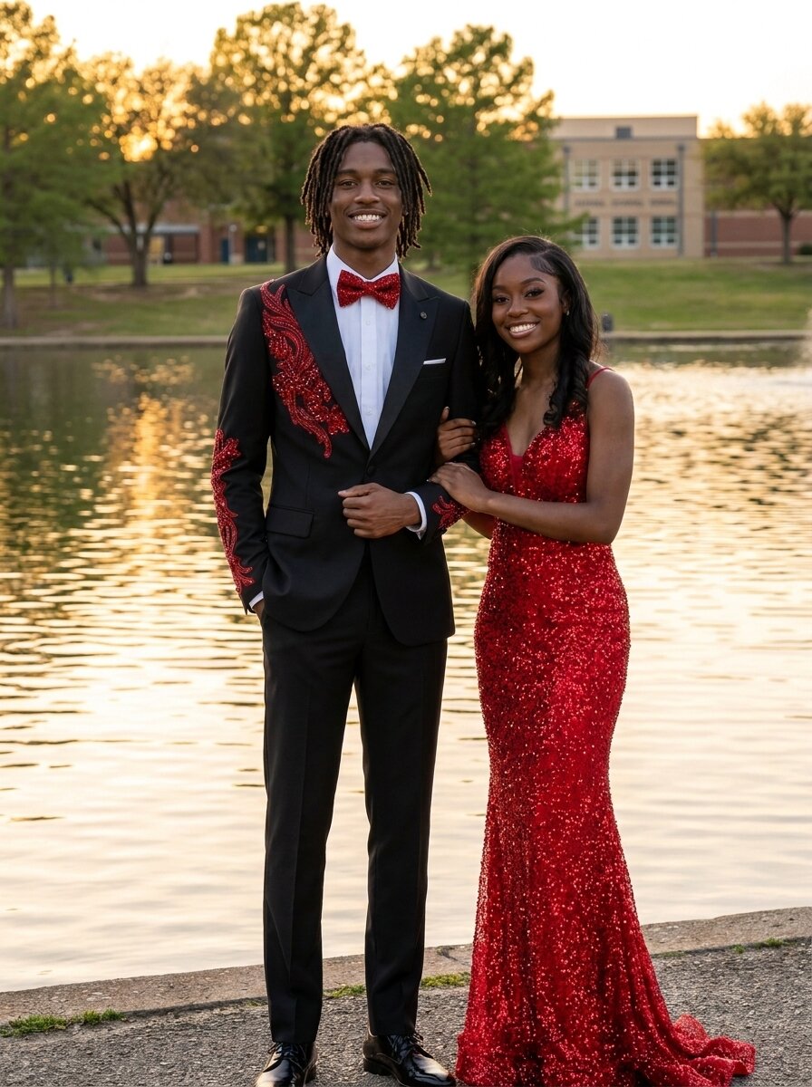 Men's Gem Stone One Button 2 Piece Prom Suit