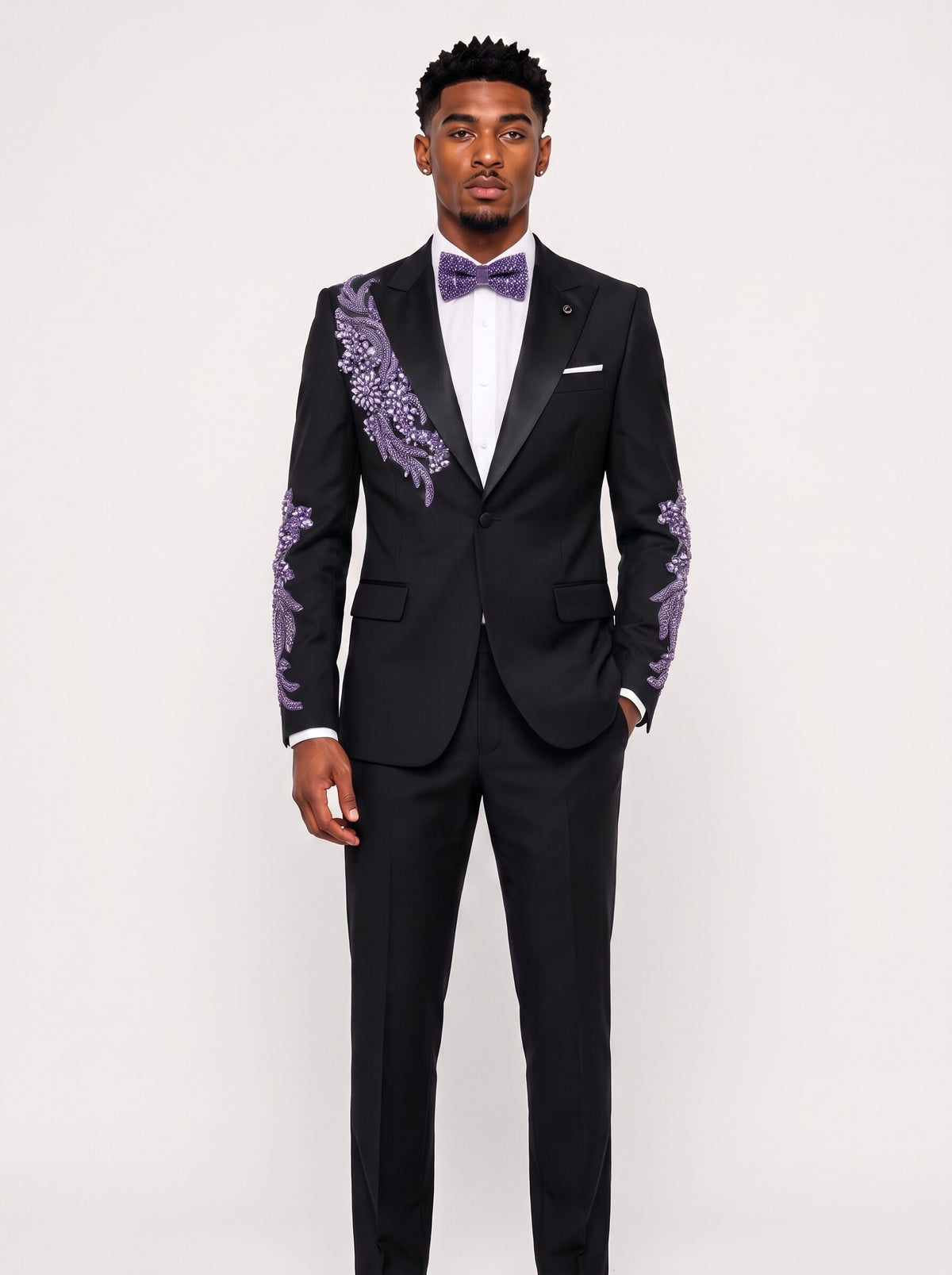 Men's Gem Stone One Button 2 Piece Prom Suit
